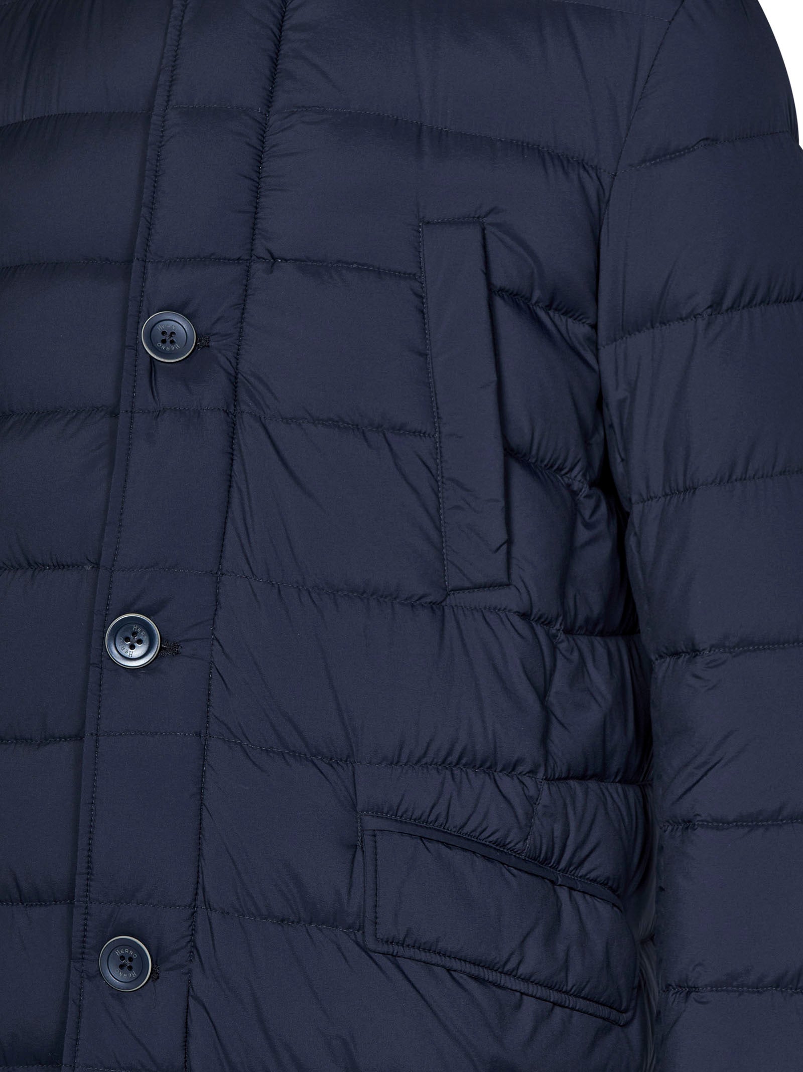 Quilted Nylon Jacket With Windproof Bib