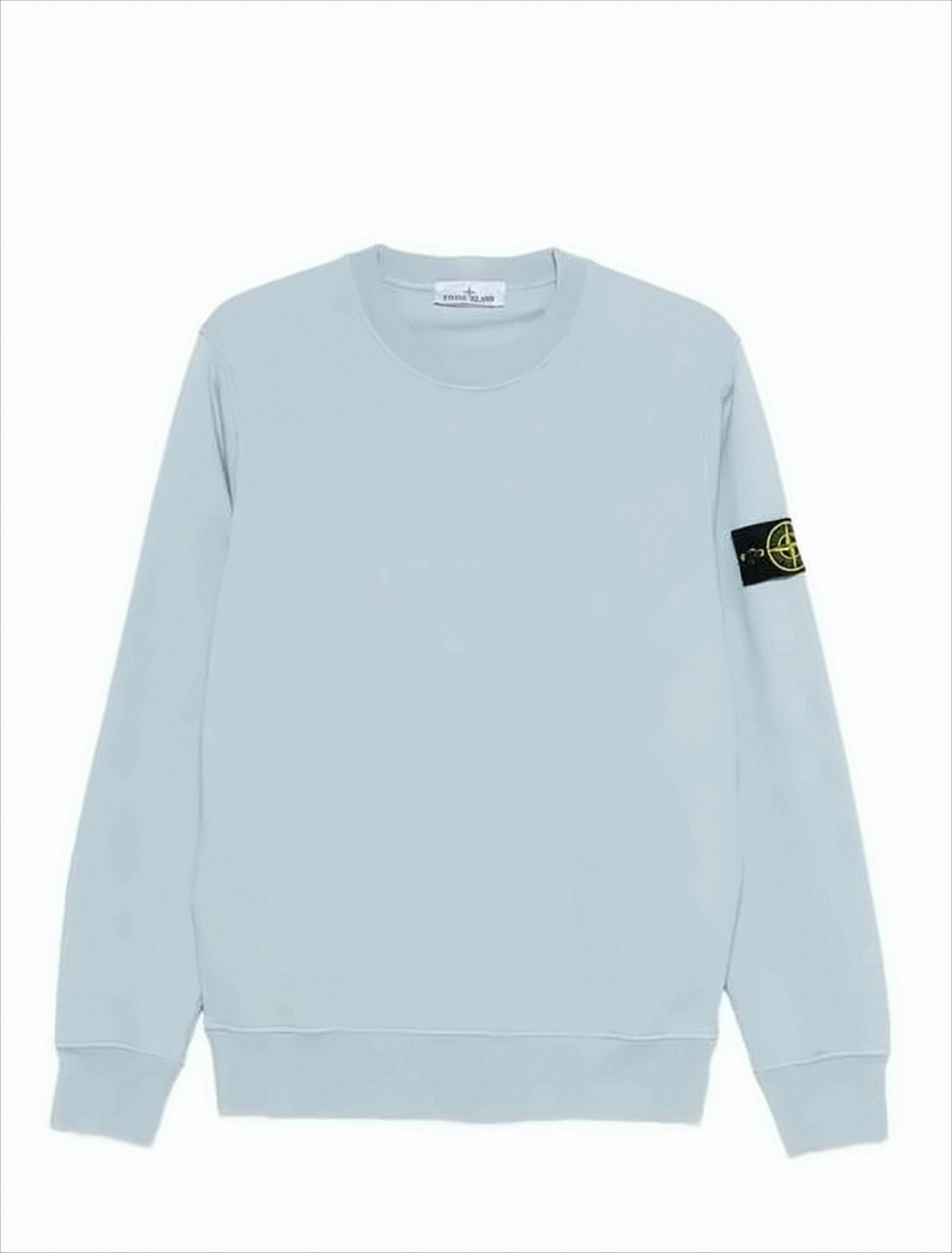 Light Blue Long-Sleeve Crewneck Sweatshirt with Ribbed Cuffs