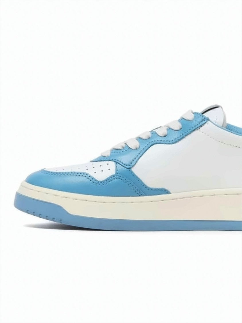 Low-Top Leather Sneakers with Contrasting Overlays