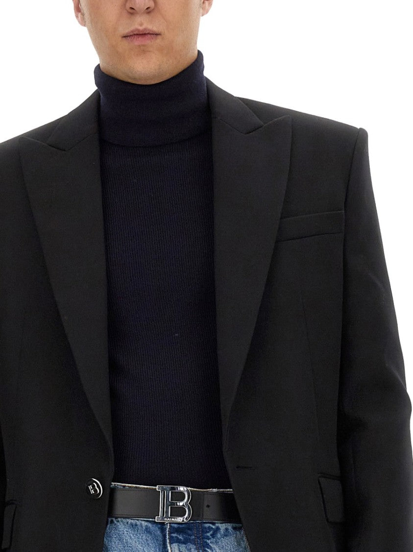 Ribbed High Neck Turtleneck Sweater