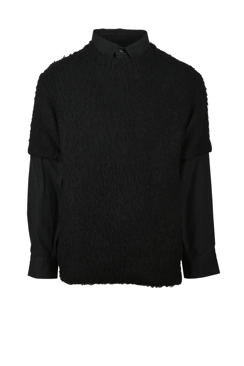Sweater with Shirt Inserts - Red