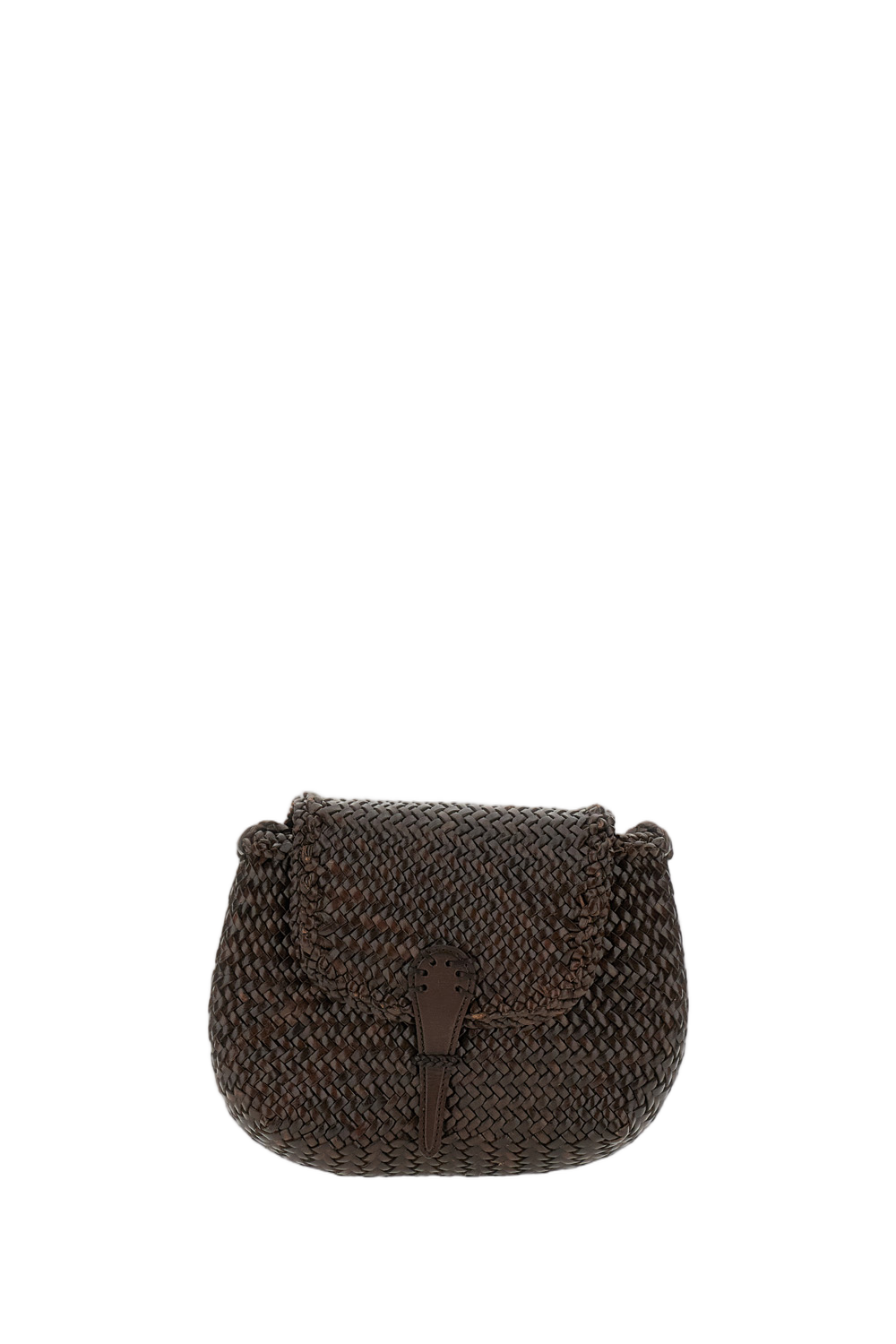 Mini City Shoulder Bag in Brown Woven Leather