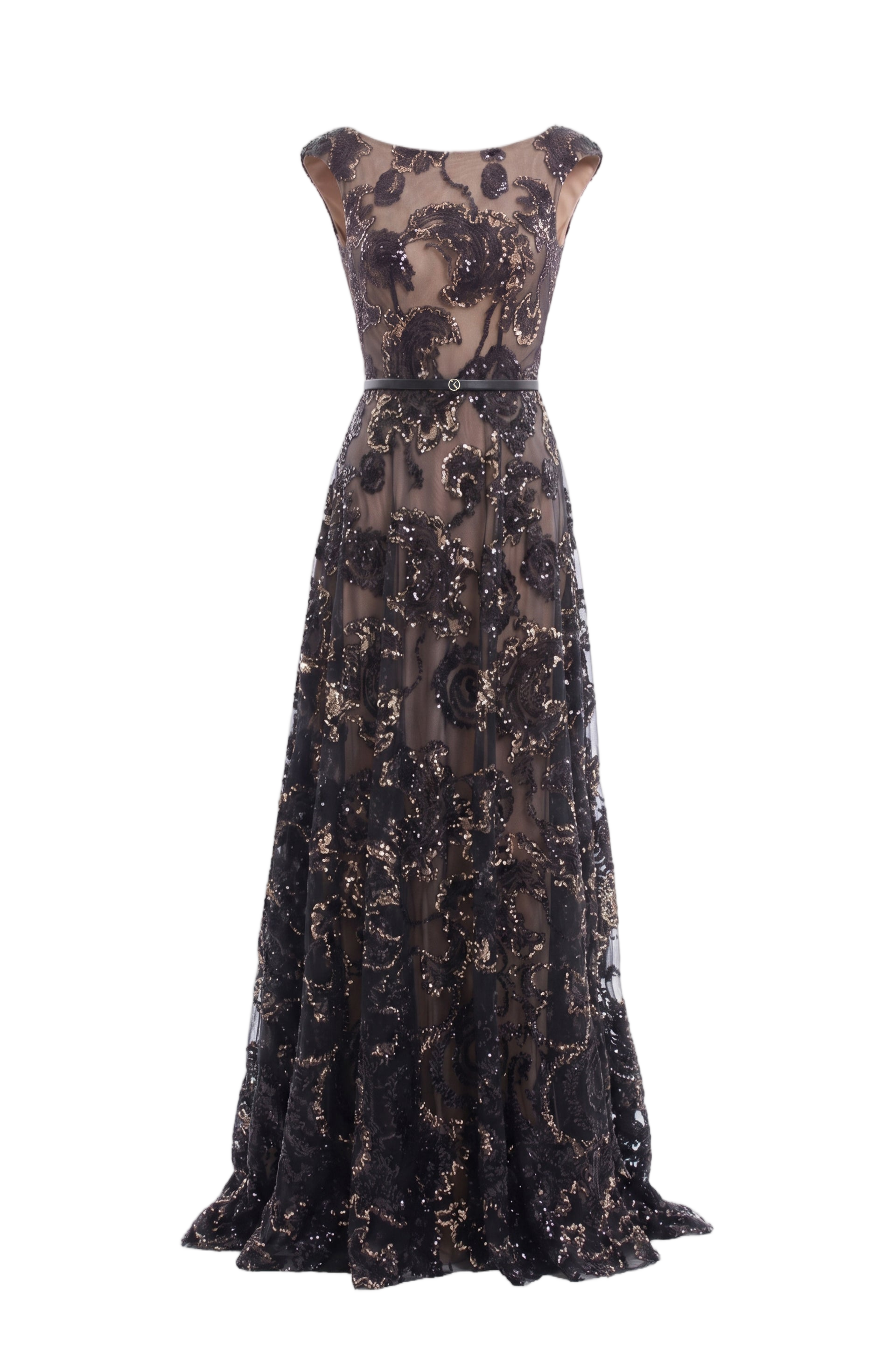 Embroidered Tulle Long Dress