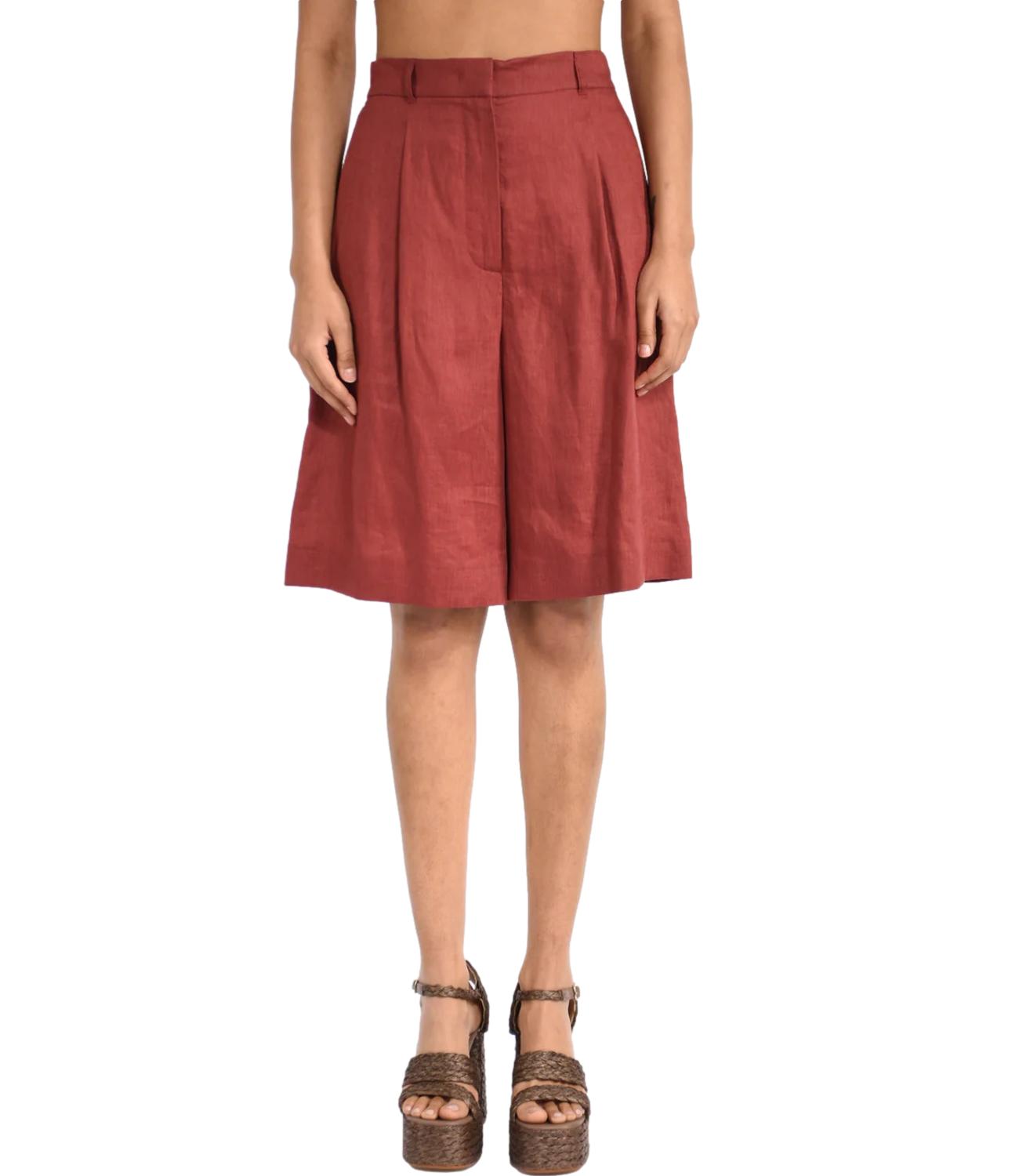Red Virgin Wool Casual Shorts