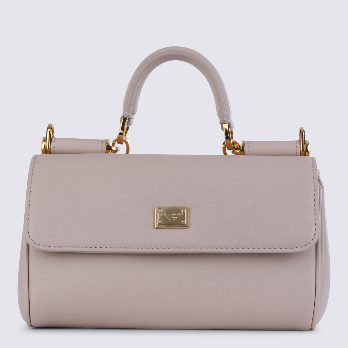 Structured Nude Leather Top Handle Bag