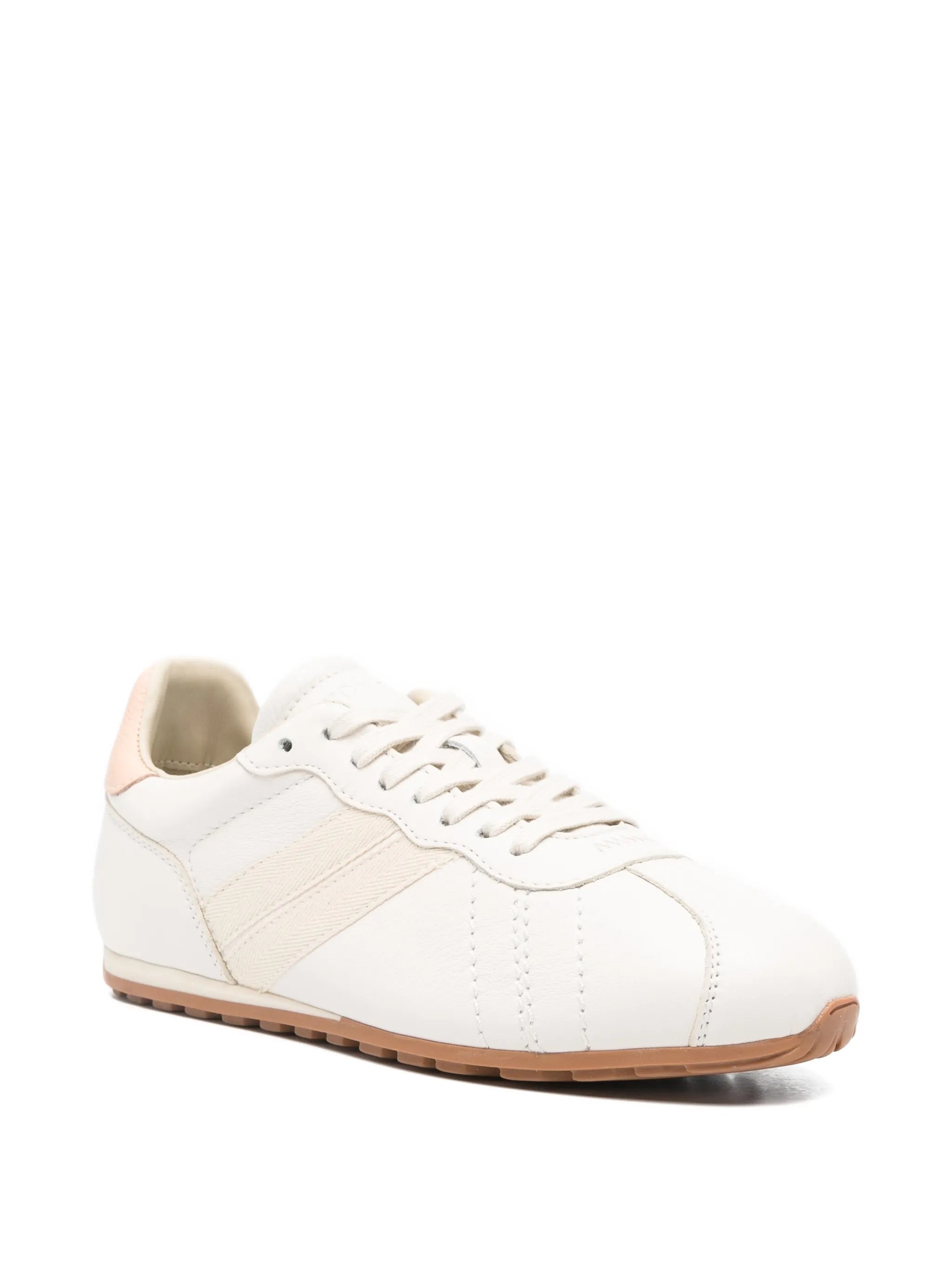 White Flat Seta Silk-Low-Profile Sneakers