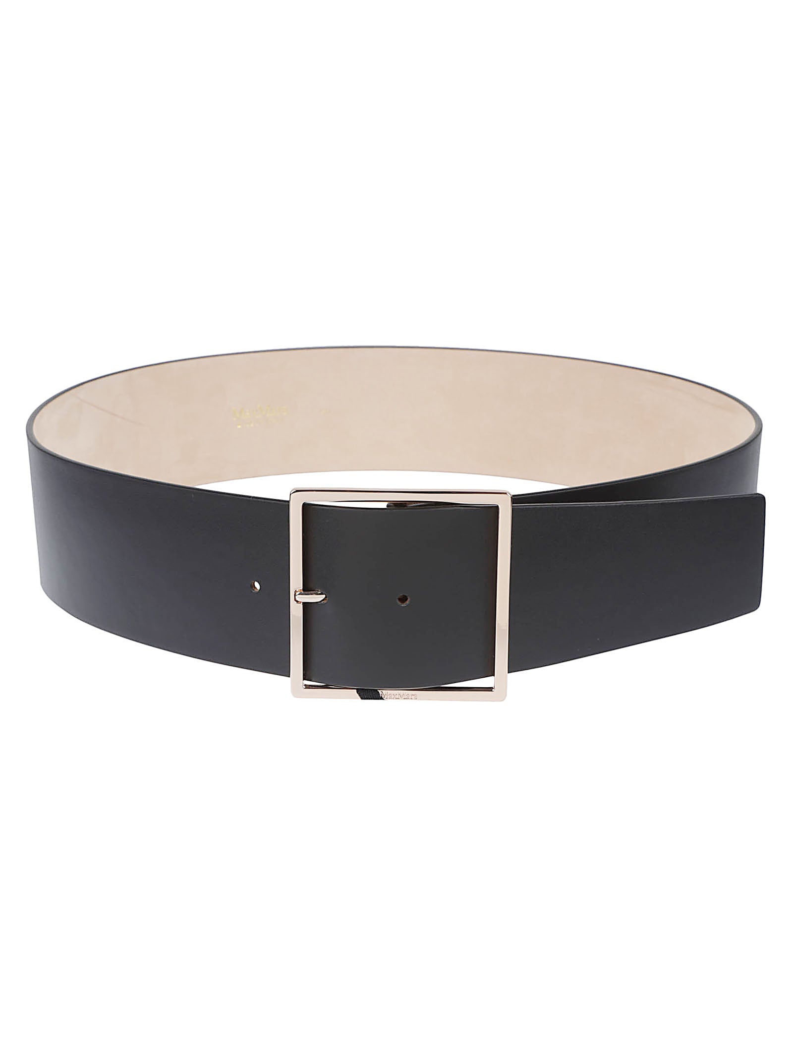 Structured Black Belt with Polished Metallic Buckle