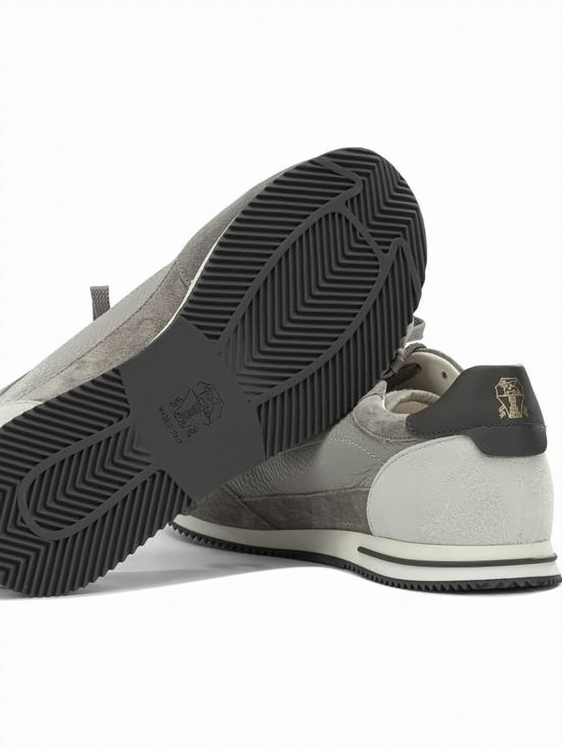 Deerskin and Suede Sneakers with Textured Panels