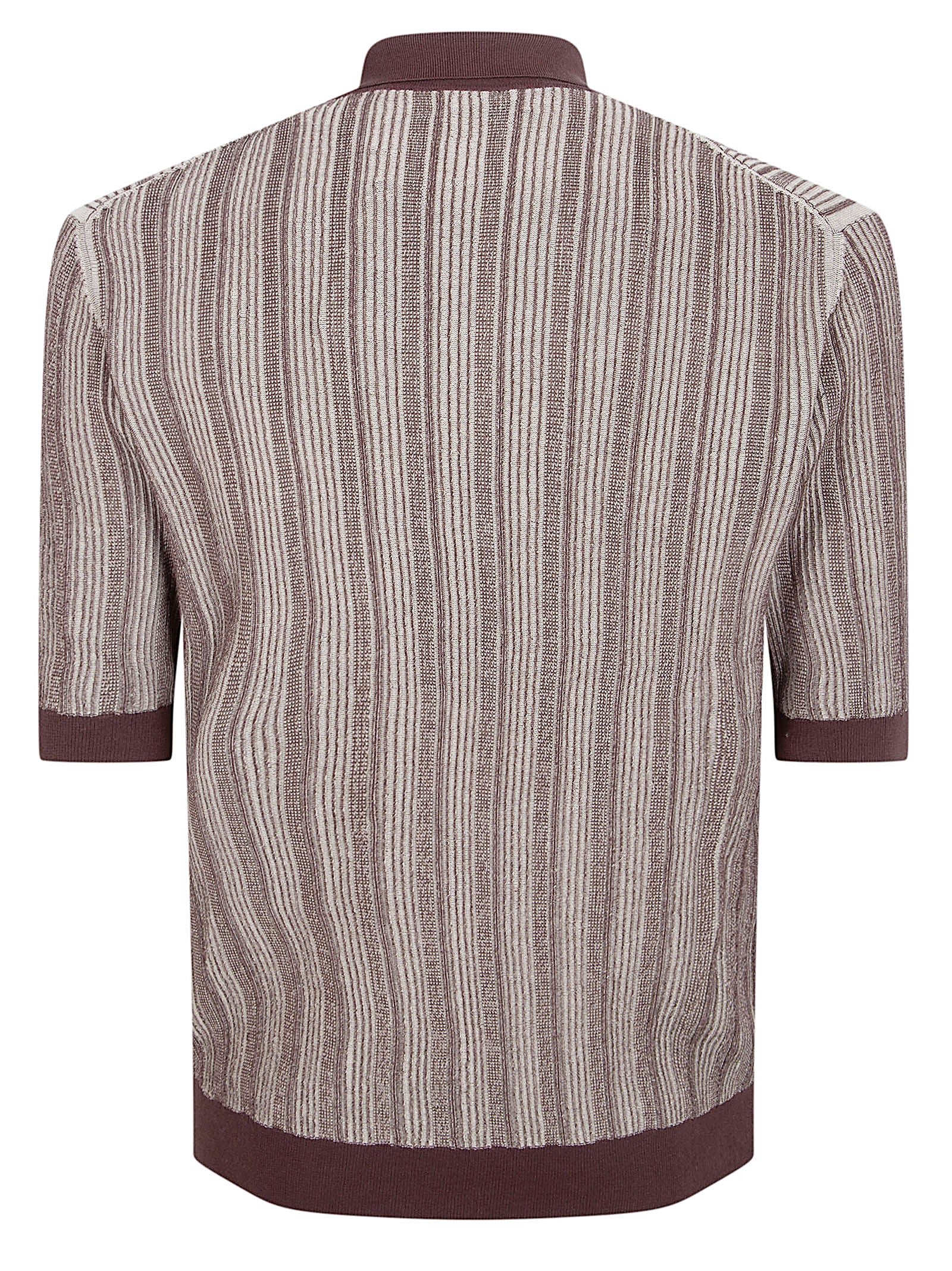 Textured Striped Polo Shirt with Classic Collar and Chest Pocket