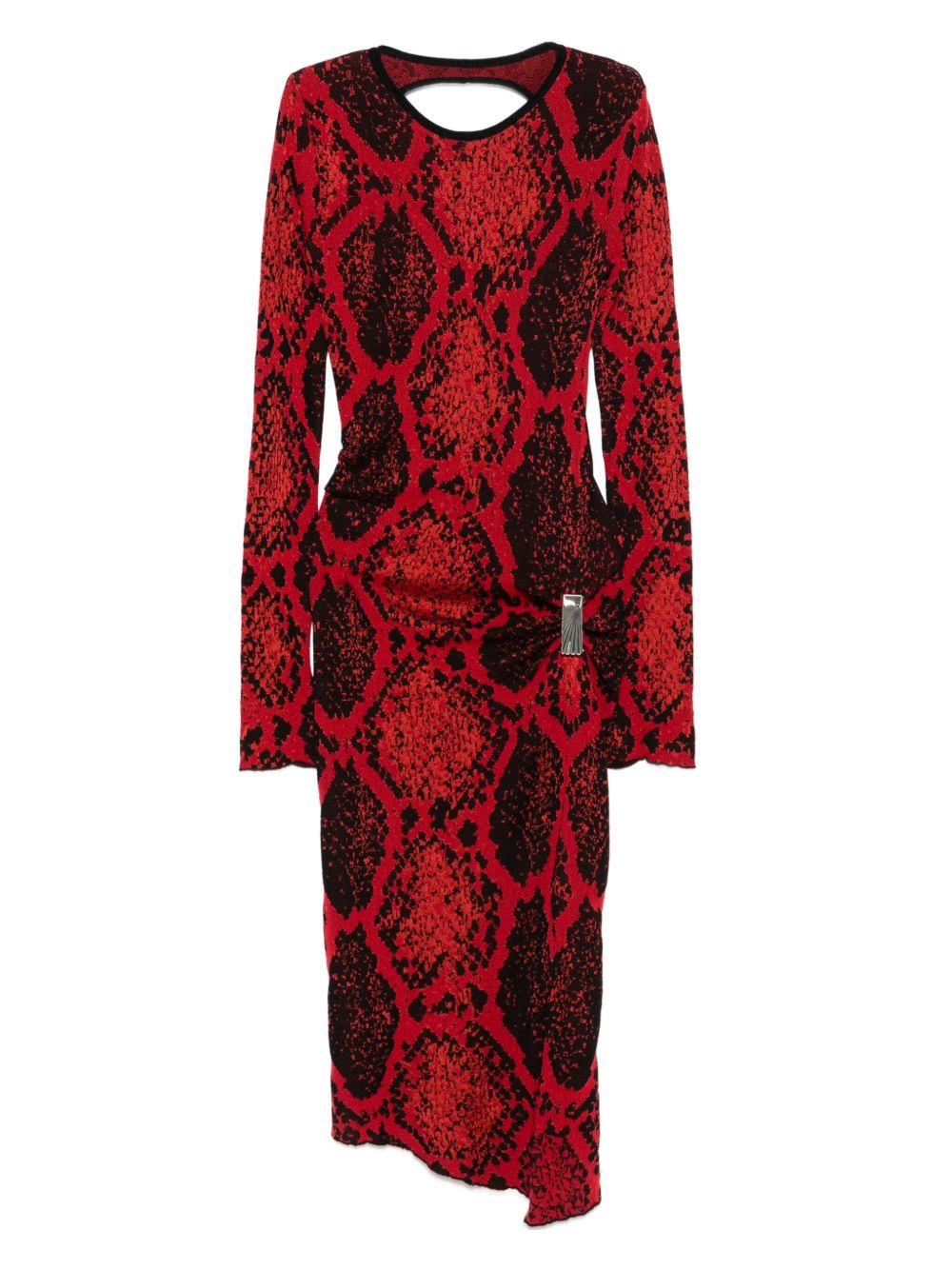 Python Print Midi Dress with Cut-Out Back