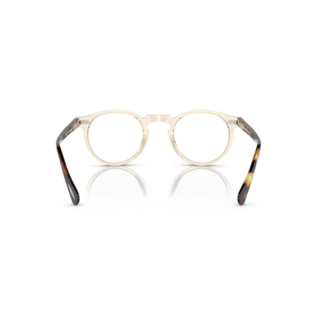 0ov5186 Translucent Beige Round Eyeglasses with Tortoiseshell Temples