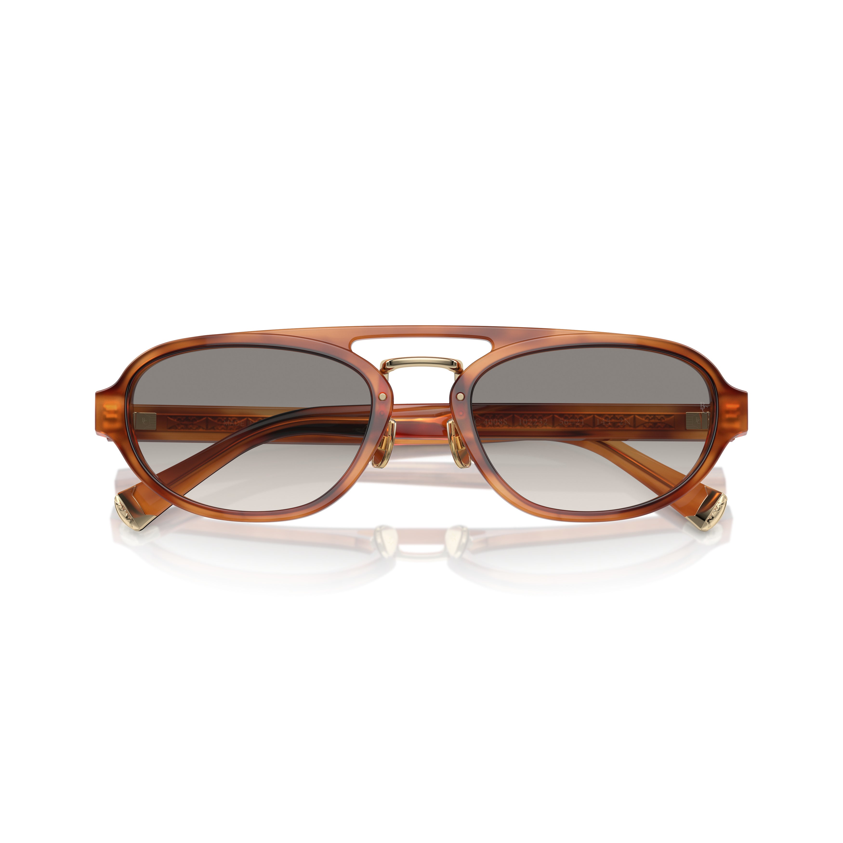 0bc4008s Translucent Amber Oval Sunglasses with Gold Accents