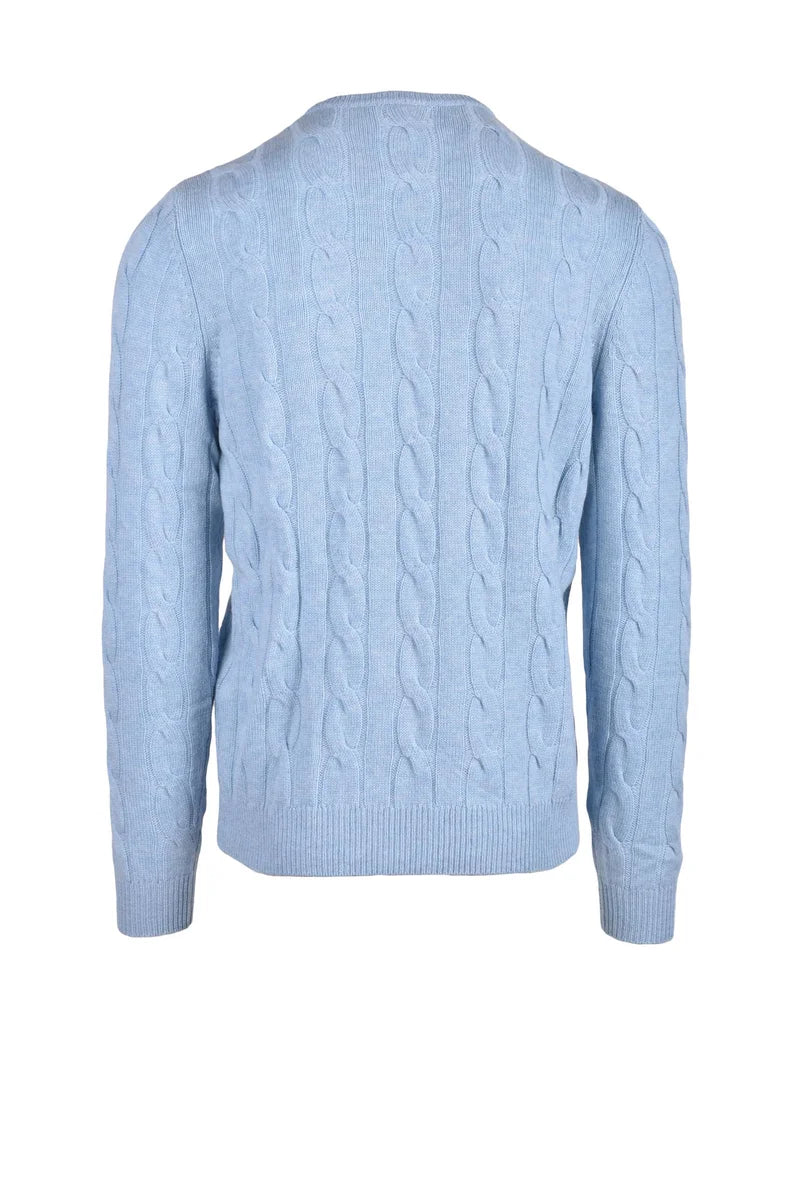 Light Blue Cable Knit Pullover Sweater