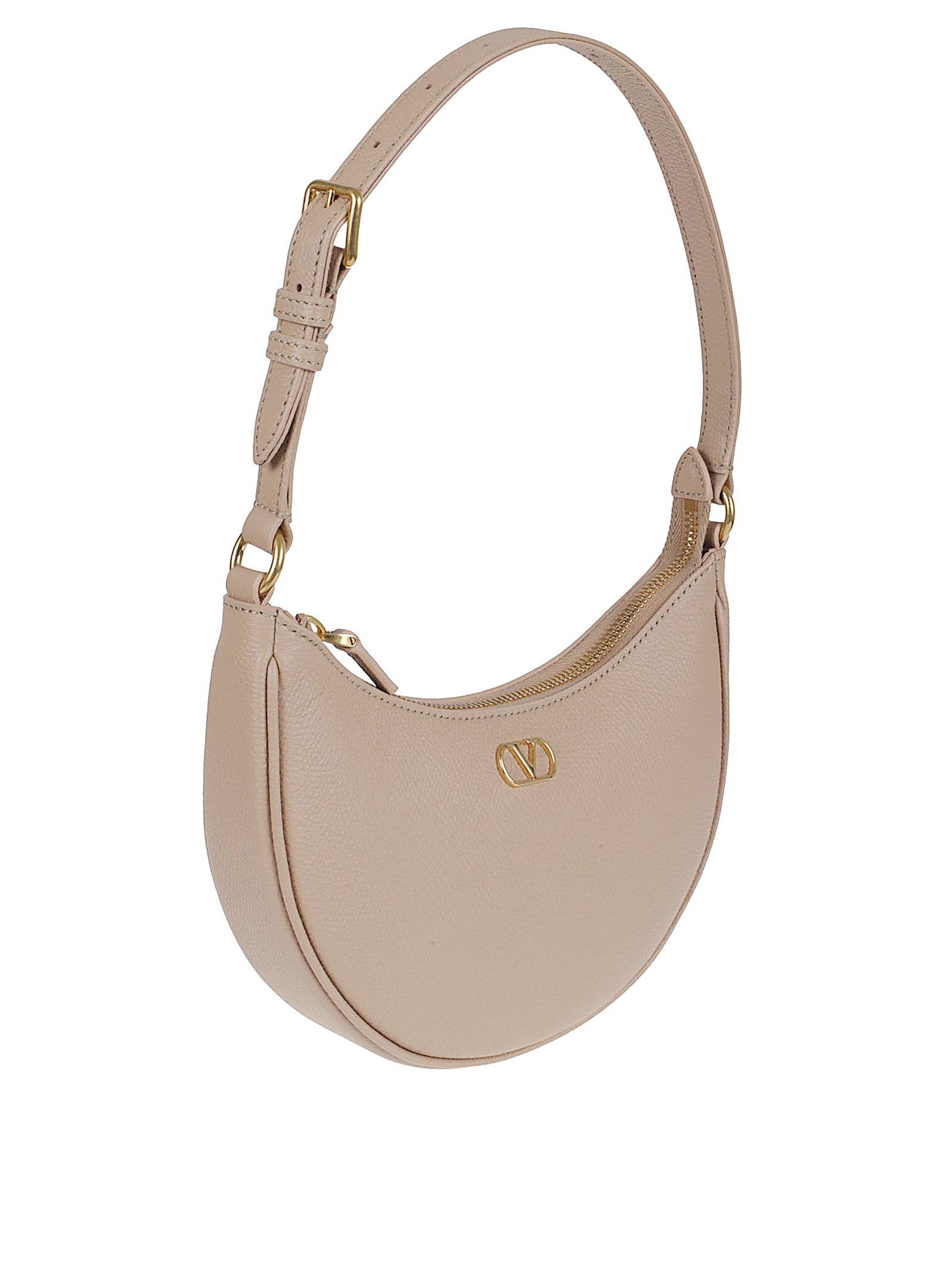 Grainy Calfskin Mini Hobo Bag with Antique Brass Hardware