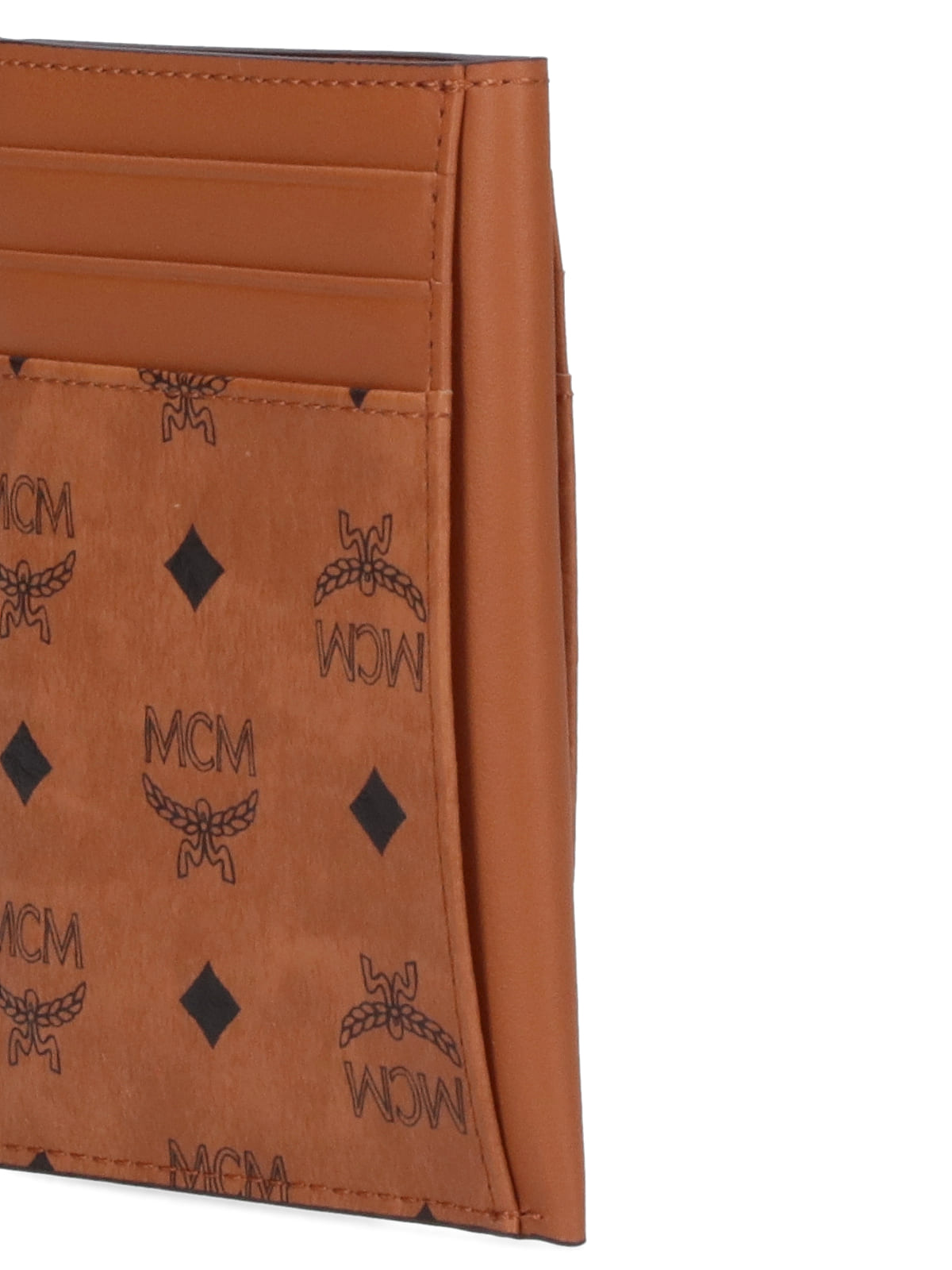 "N/S" Vertical Card Holder, In Brown Visetos Eco-Leather