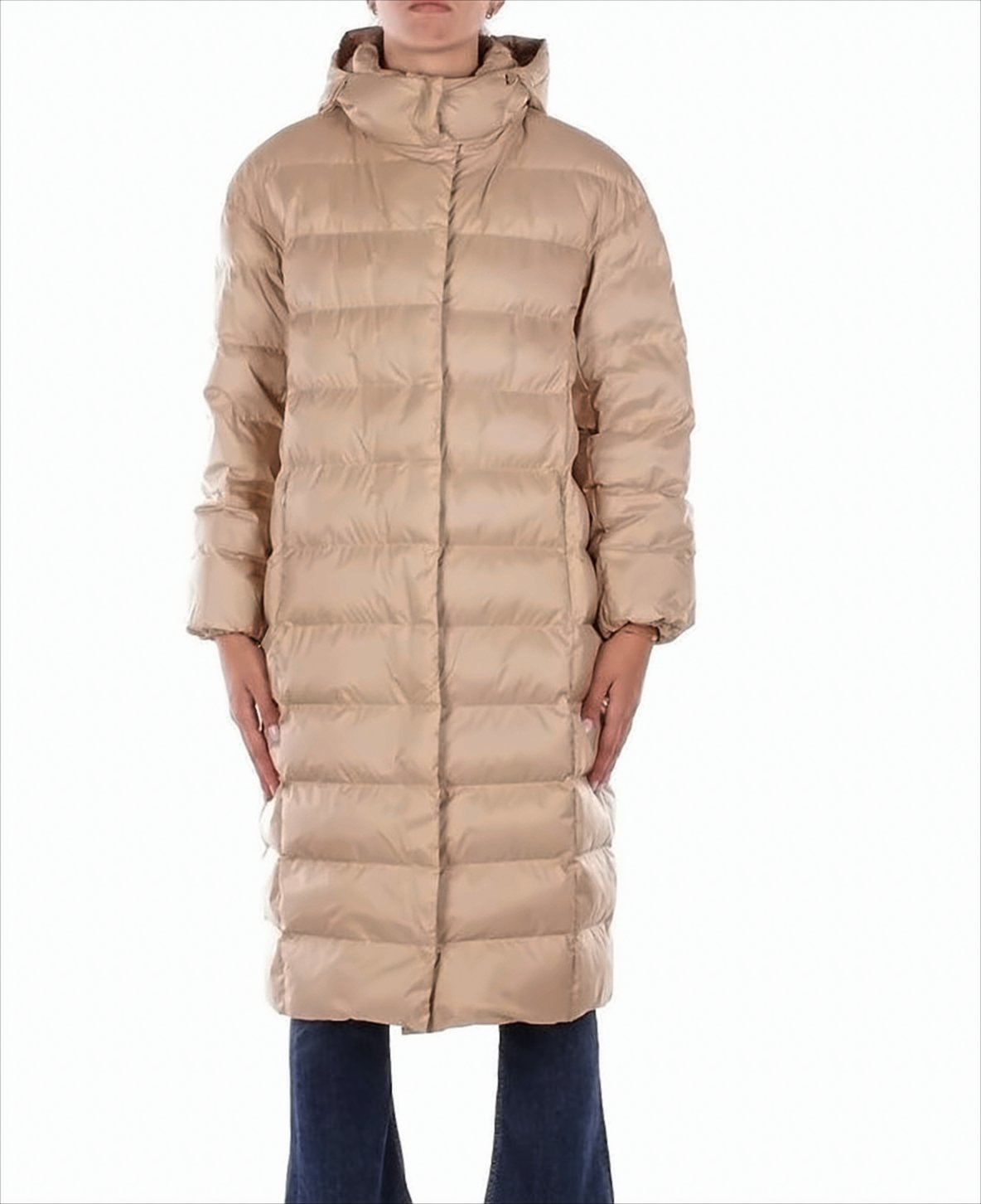 Quilted Below-The-Knee Jacket With Hood