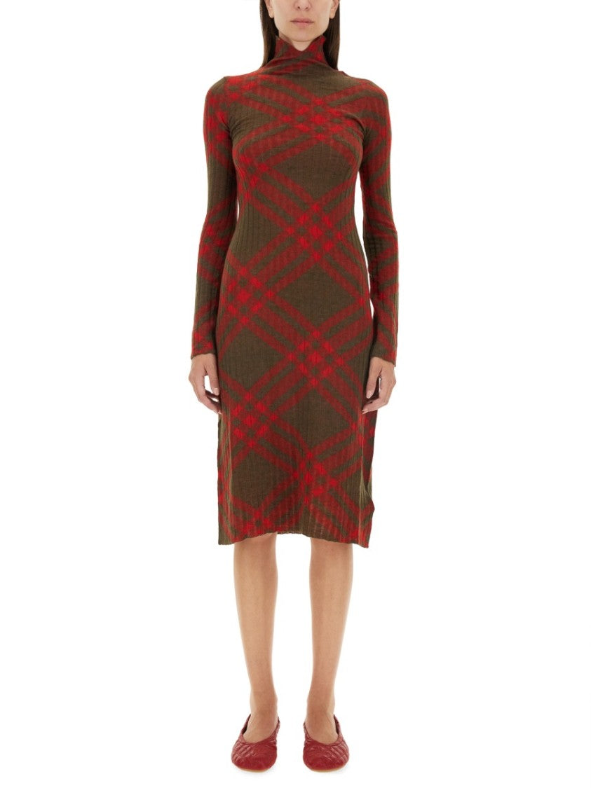 Plaid Wool Blend Midi Dress