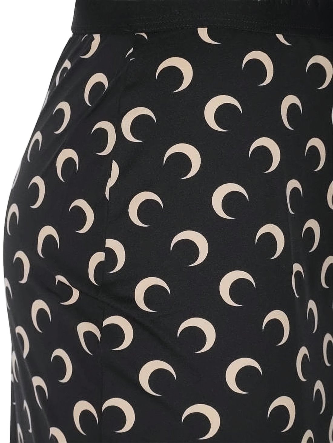 Fitted Midi Skirt with Crescent Moon Pattern