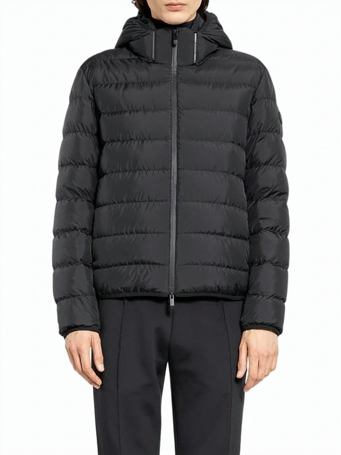Padded Jacket with Horizontal Quilted Stitching