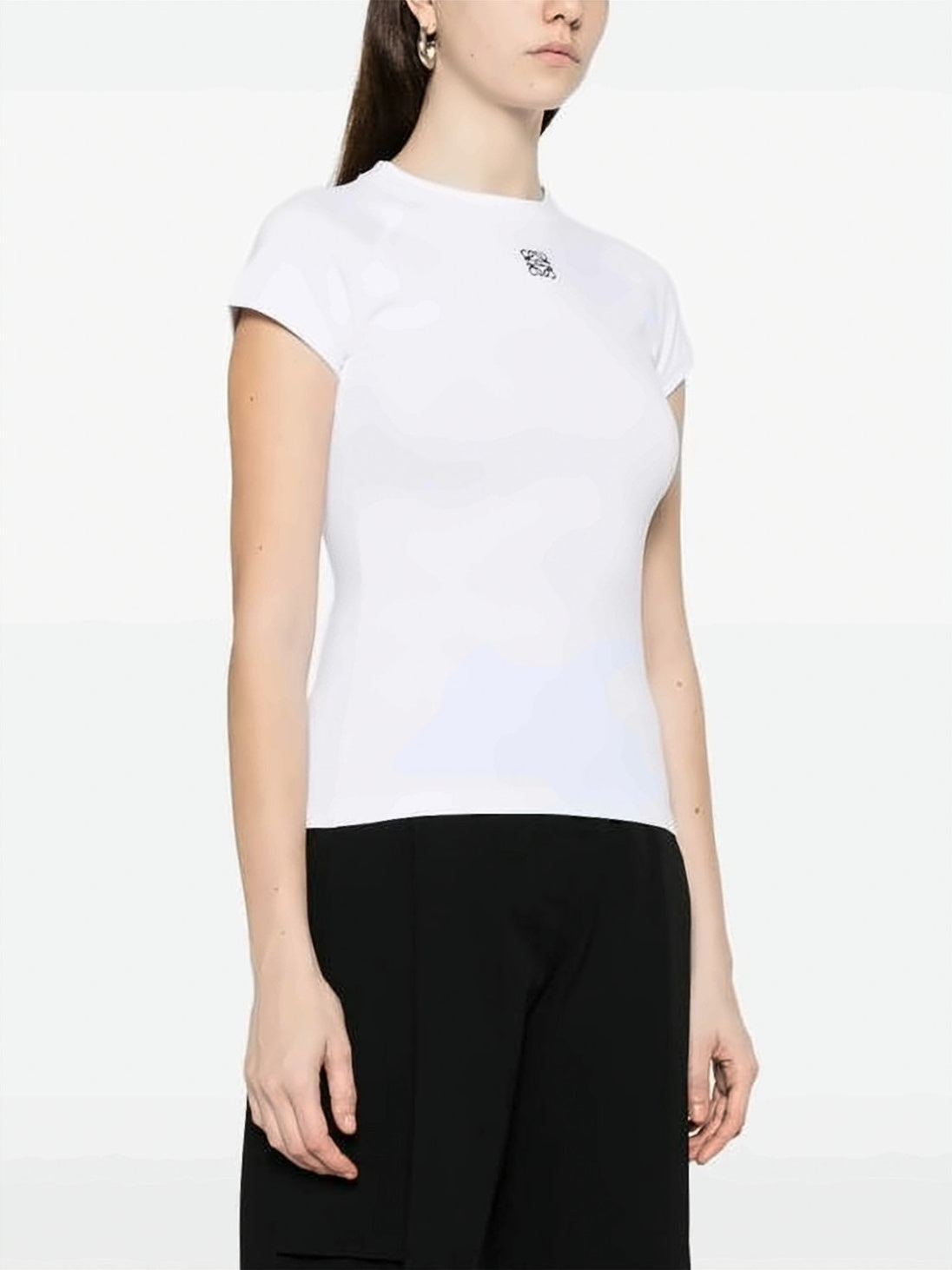 Fitted Short-Sleeve Top with Minimalist Emblem