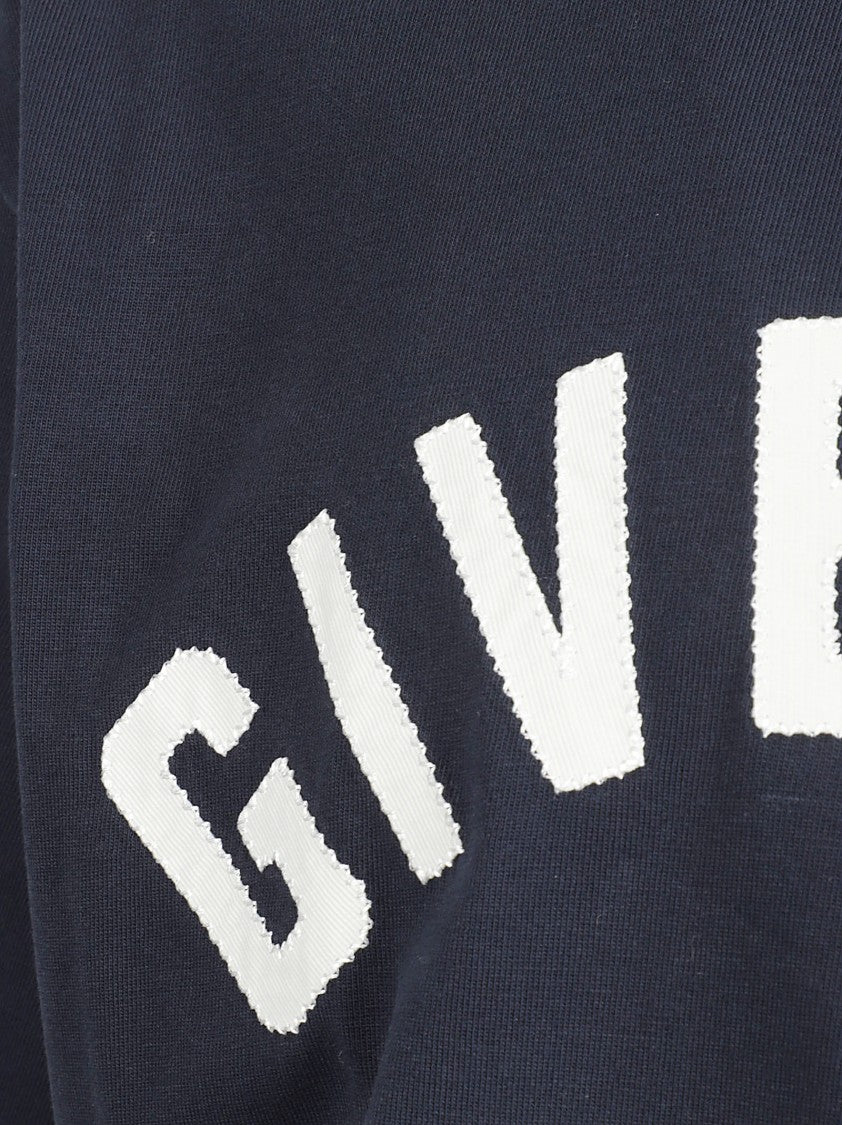 Navy Cotton Jersey T-Shirt With Contrasting Logo Embroidery