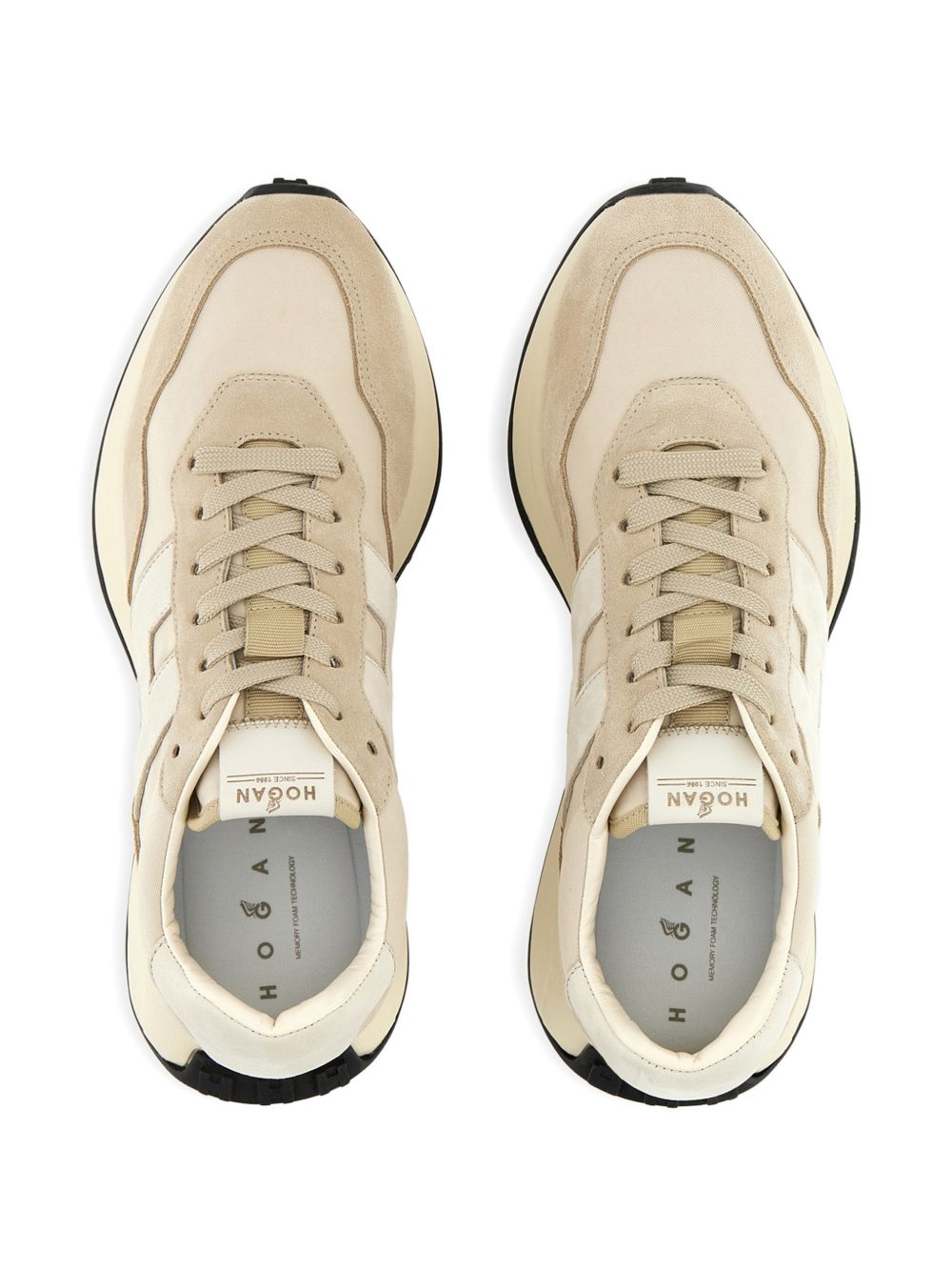 Beige Silk and Nylon Sneakers
