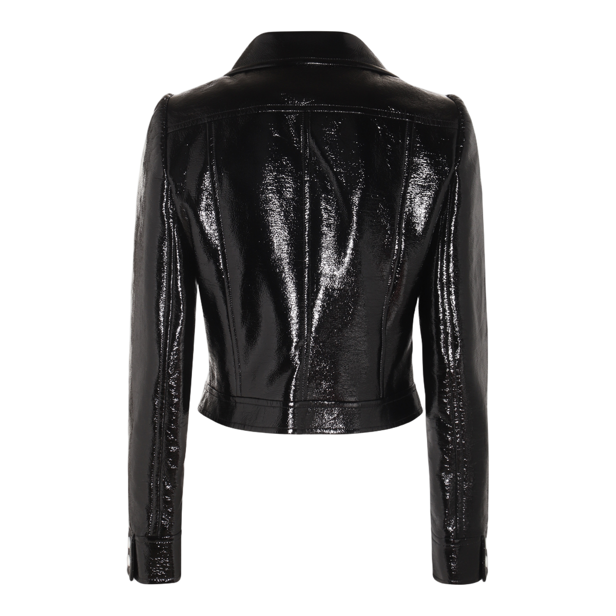 Glossy Black Fitted Jacket with Structured Silhouette