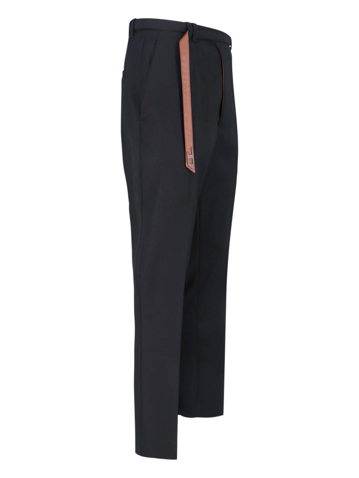 Black Tailored Biker Belt Straight Trousers