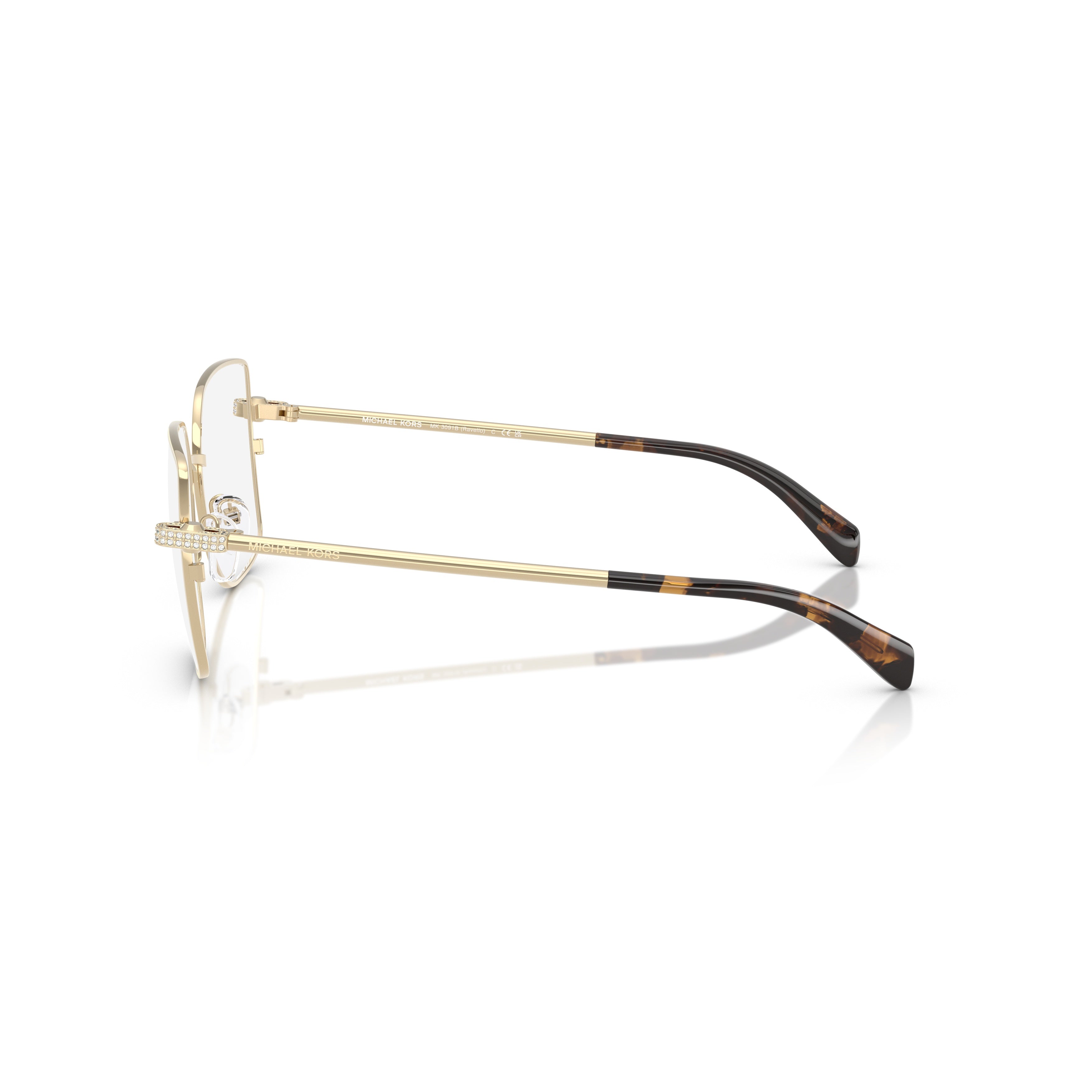 0mk3091b Square Metal Gold Finish Eyeglasses with Tortoiseshell Tips