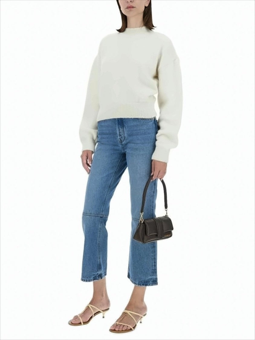 Mid-Rise Denim Pants with Flared Legs