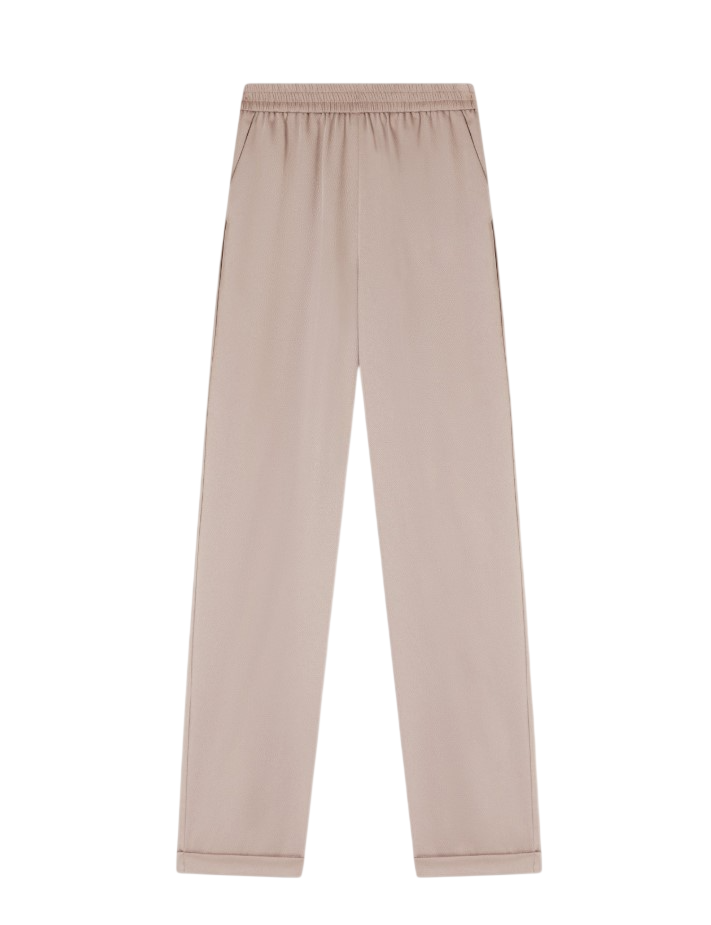 Crepe Twill Elastic Waist Fixed Trousers