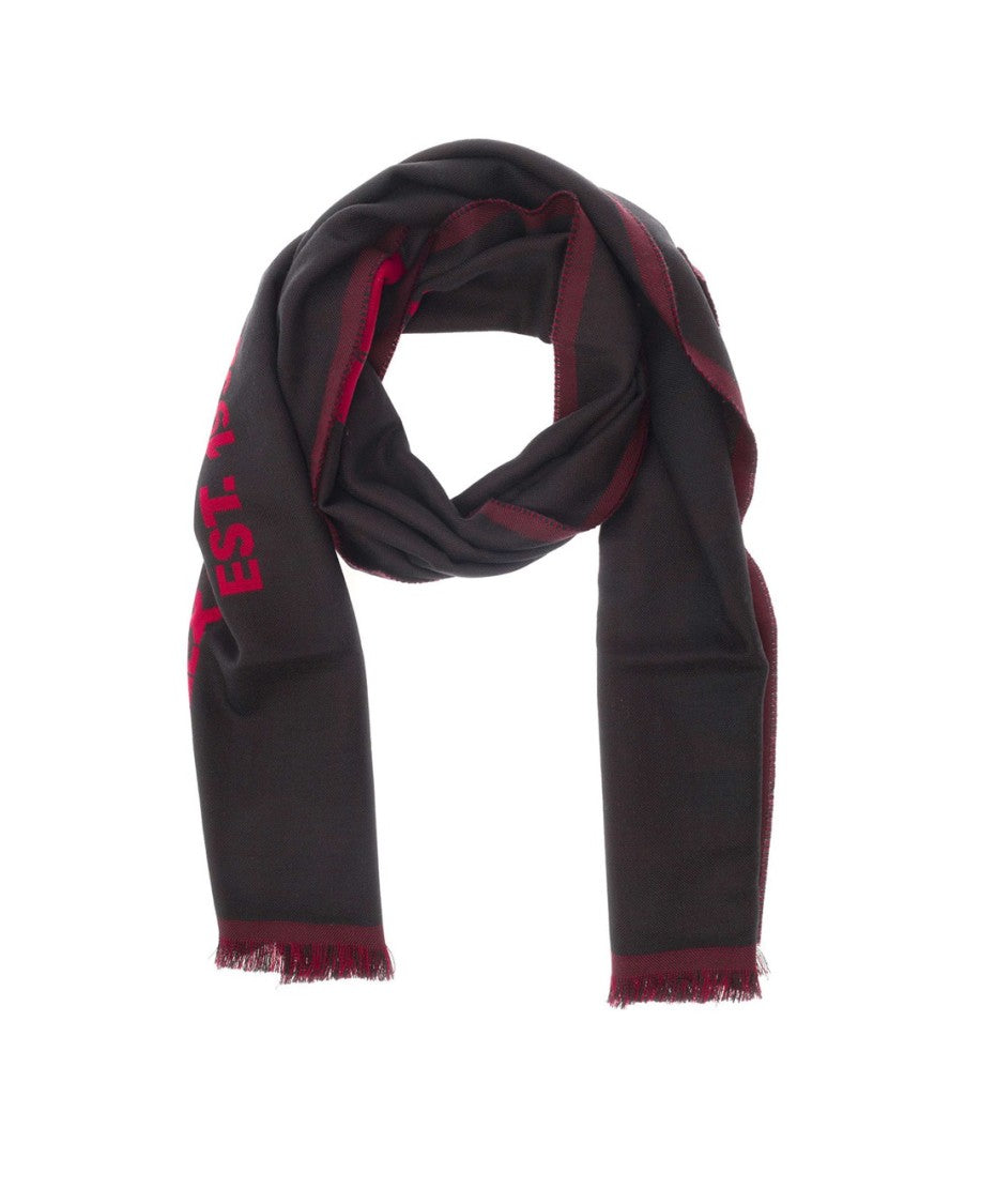 Fringe-Edged Wool Scarf With Bold Design
