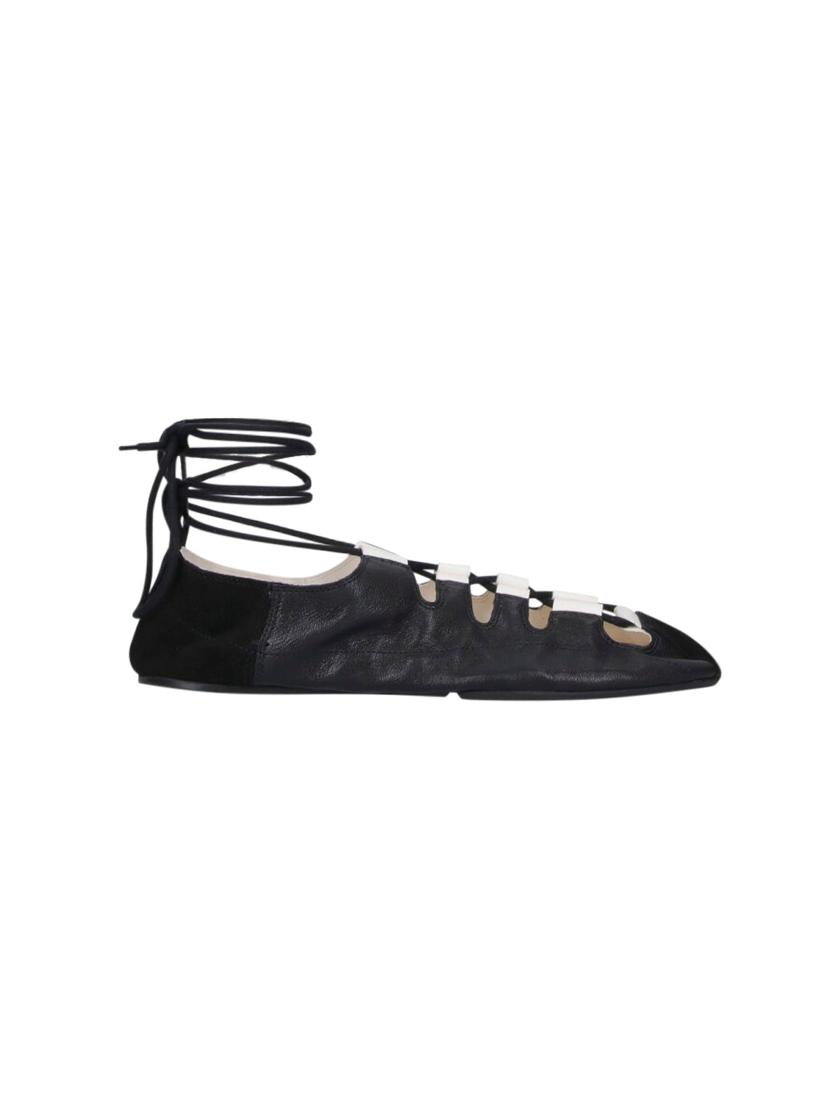 Black Pointed Toe Cut-Out Ankle Flats