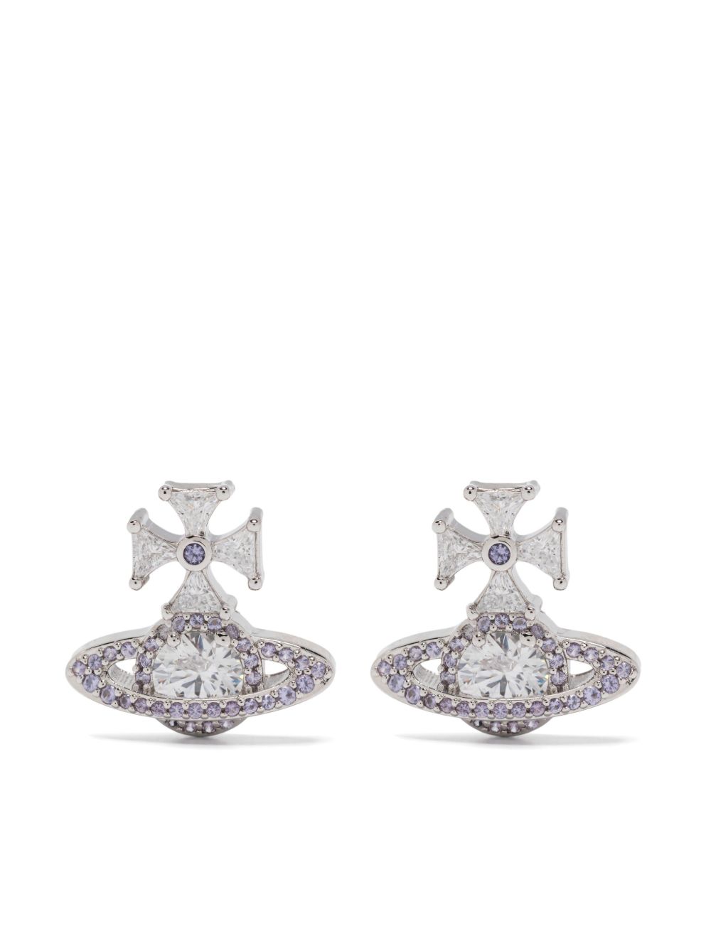 Platinum Orb Motif Earrings