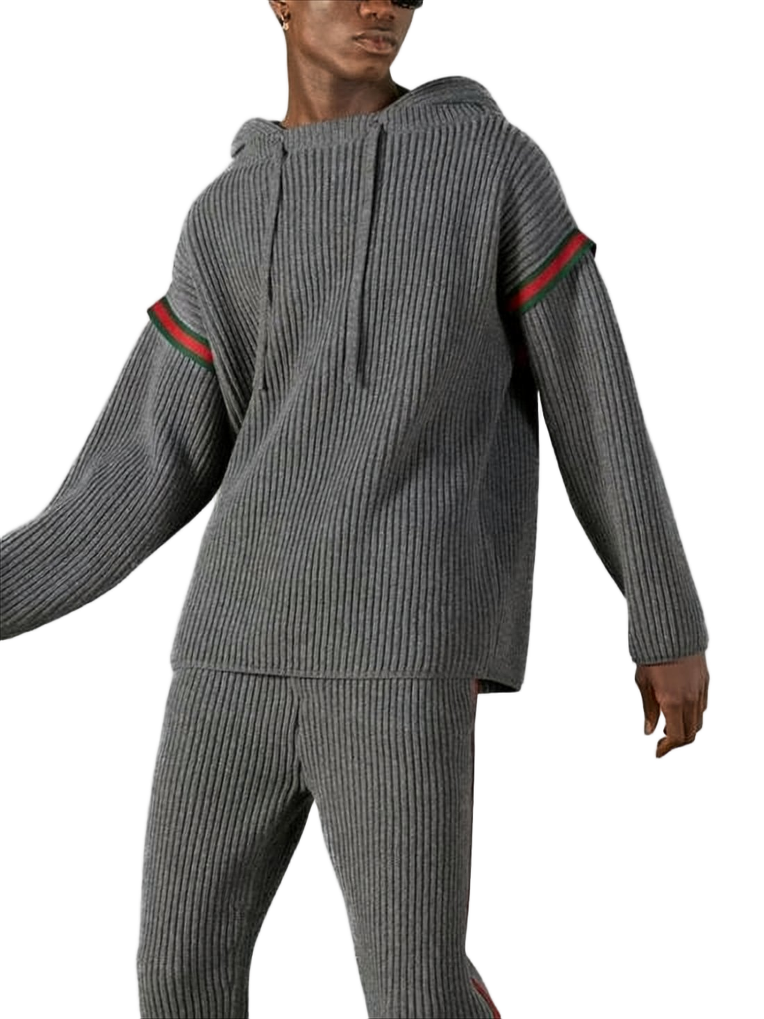 Ribbed Knit Sweater with Hood