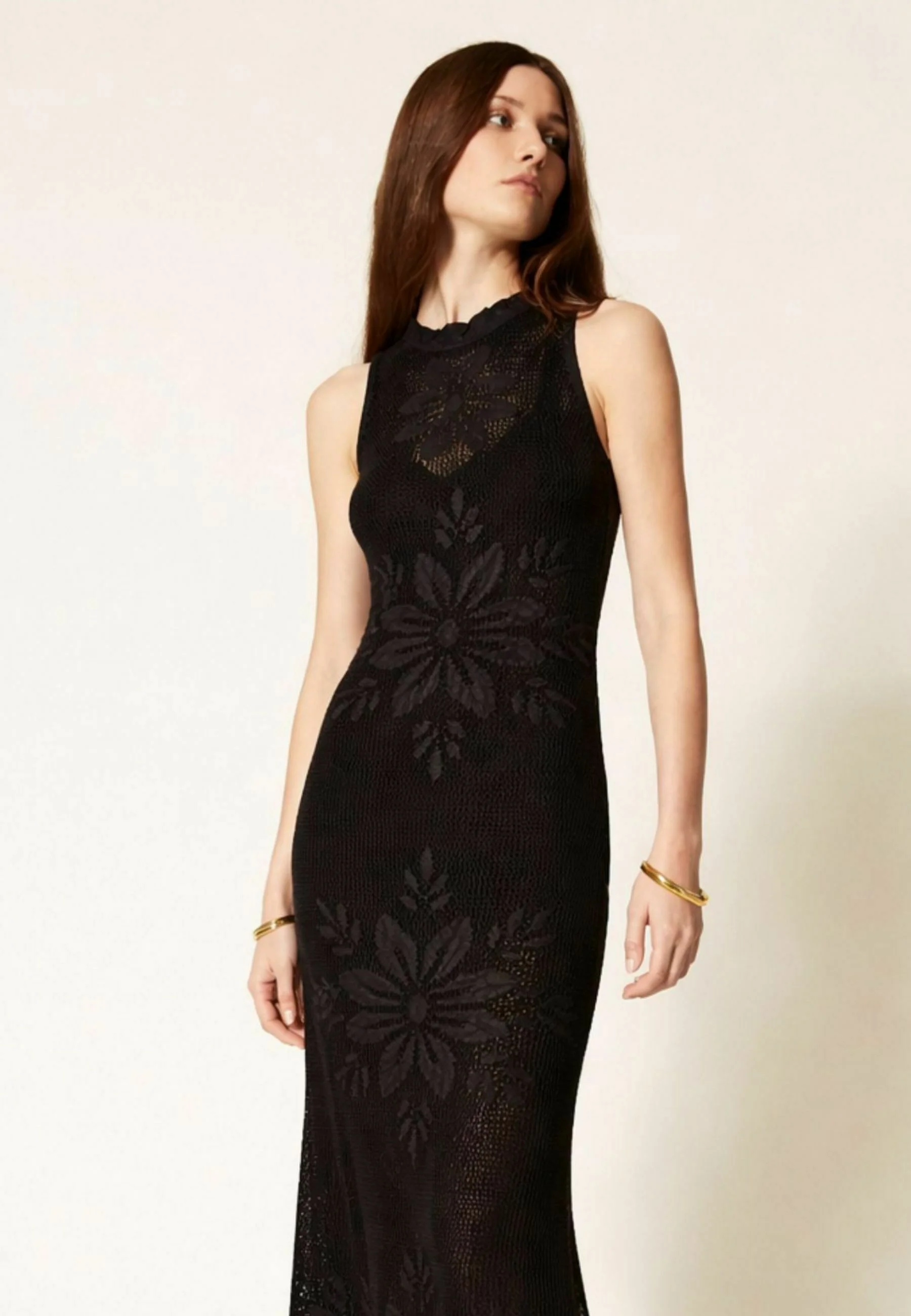 Maxi Dress with Floral Lace Patterns