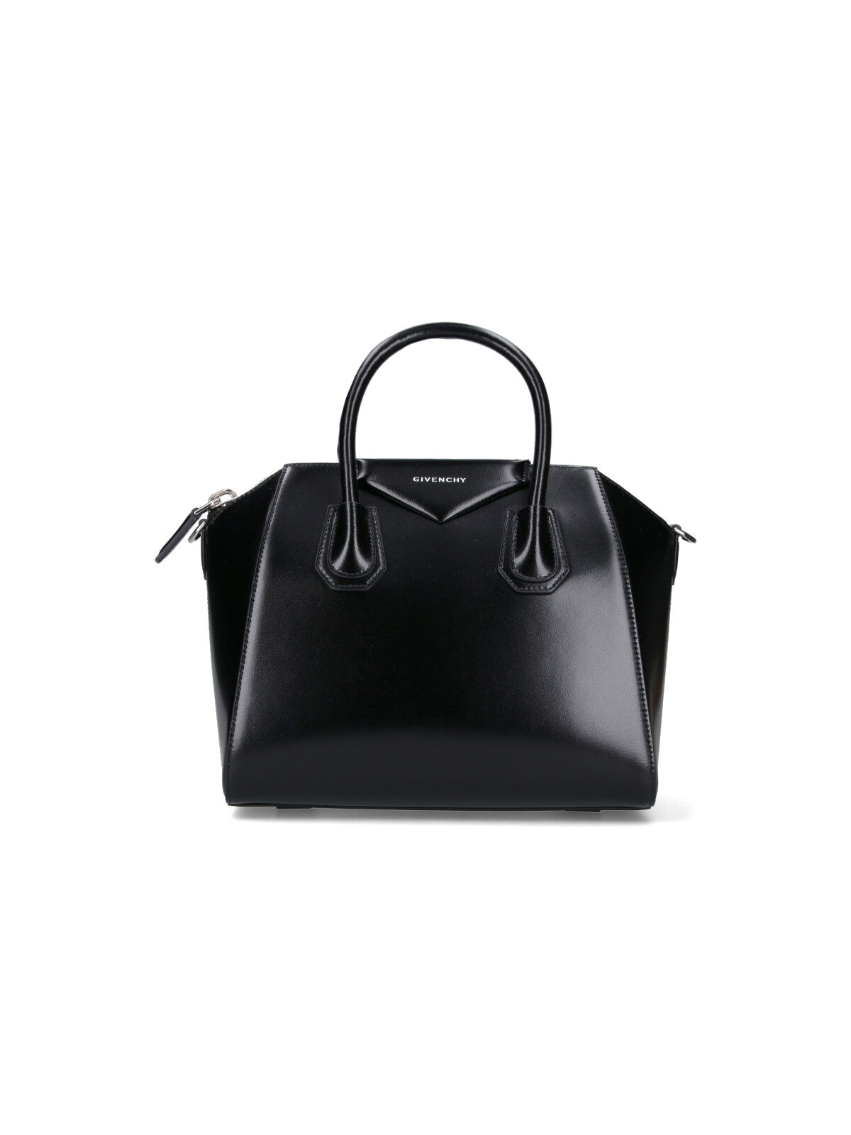 Structured Black Calf Leather Antigona Handbag