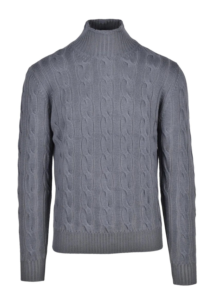 Cable Knit Turtleneck - Grey