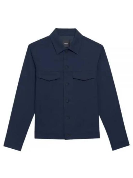 Structured Blue Jacket with Classic Collar