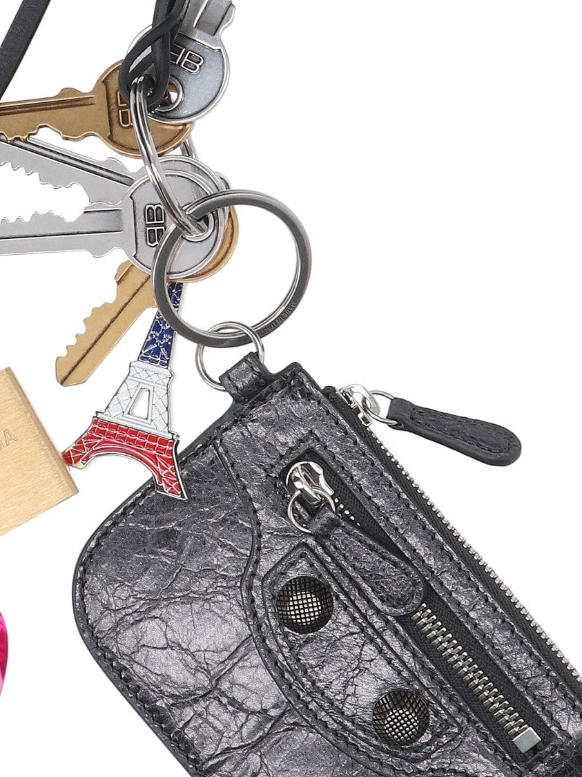 Silver-Tone Metal Keychain With Multicolor Logo Charms