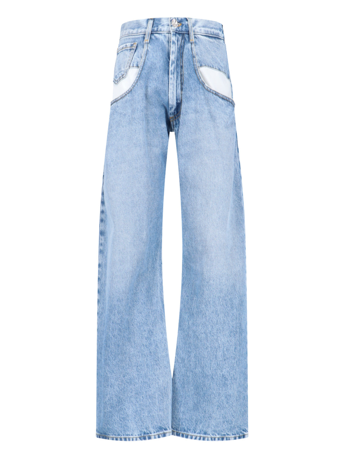 Blue Four Stitches Straight-Leg Denim Jeans