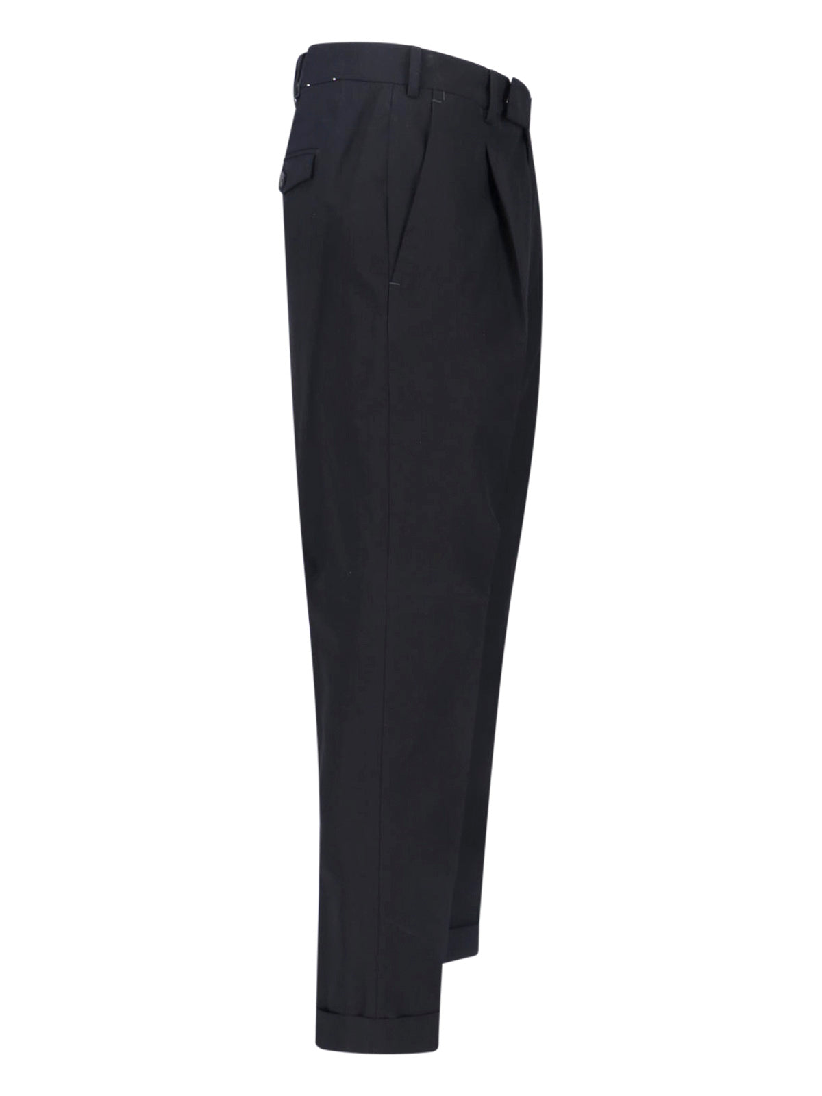Black Tailored Pleated Virgin Wool Trousers