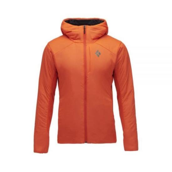 Fitted Orange Jacket With Front Zipper And Hood