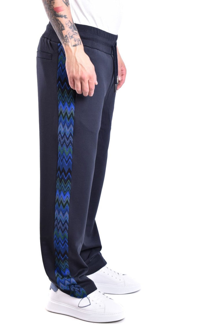 Sky Blue Trousers With Zigzag Pattern
