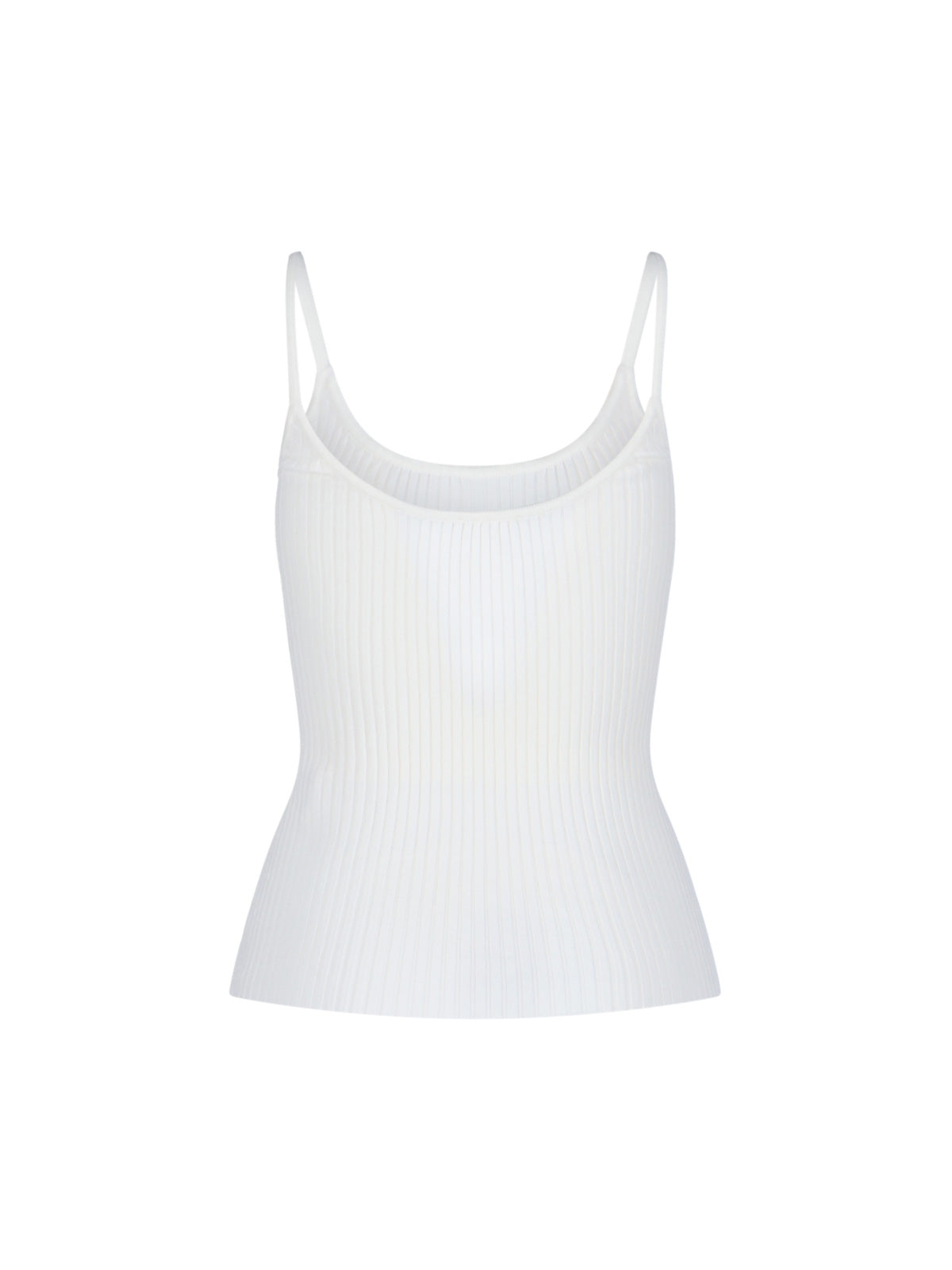 Tank Top, In White Fabric, Ribbed Workmanship