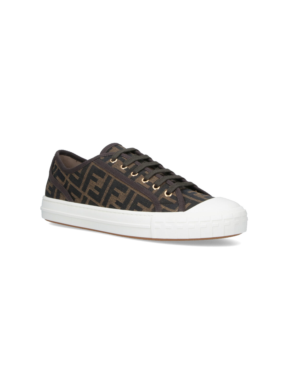 Brown FF Jacquard Low-Top Sneakers