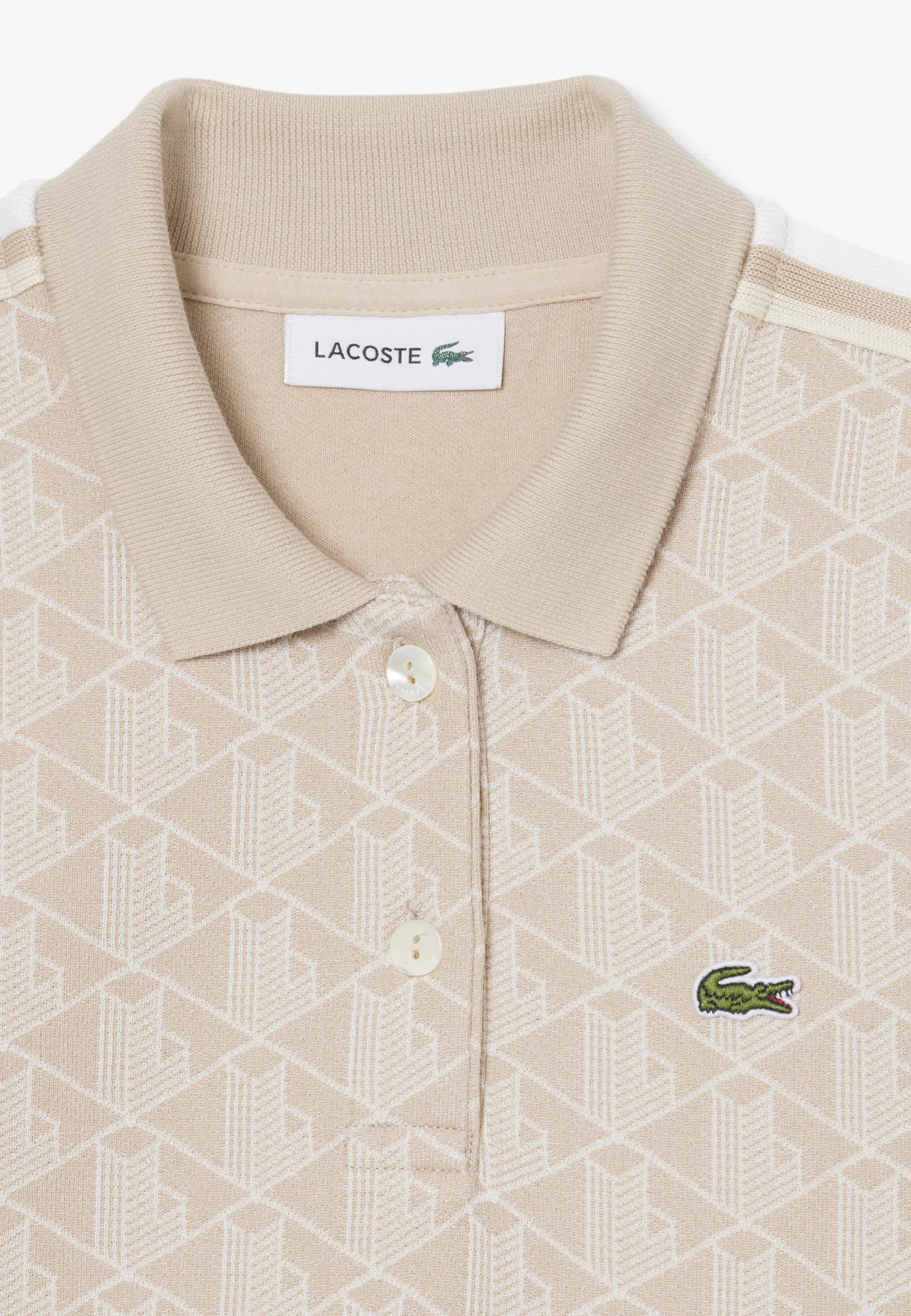 Beige Monogram Jacquard Slim Polo