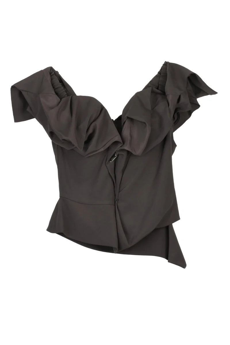Zip-Front Bustier Top - Grey