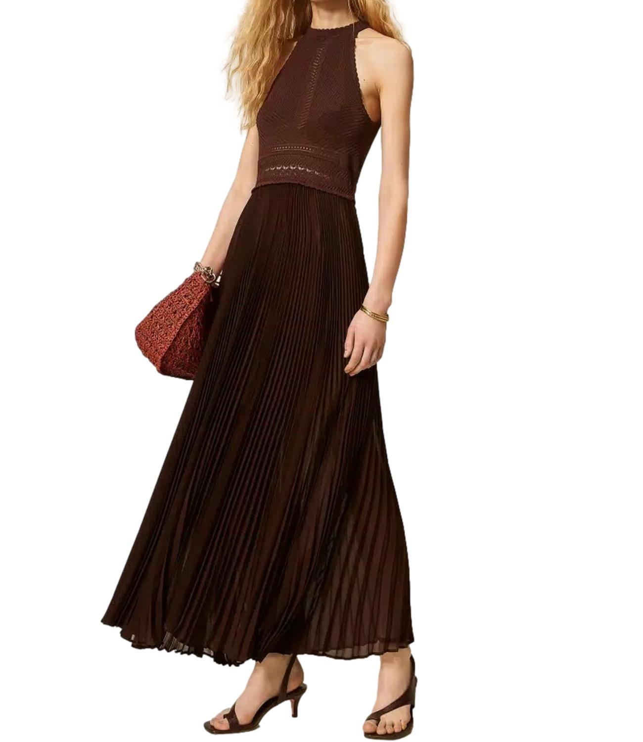Textured Bodice Sleeveless Maxi Dress