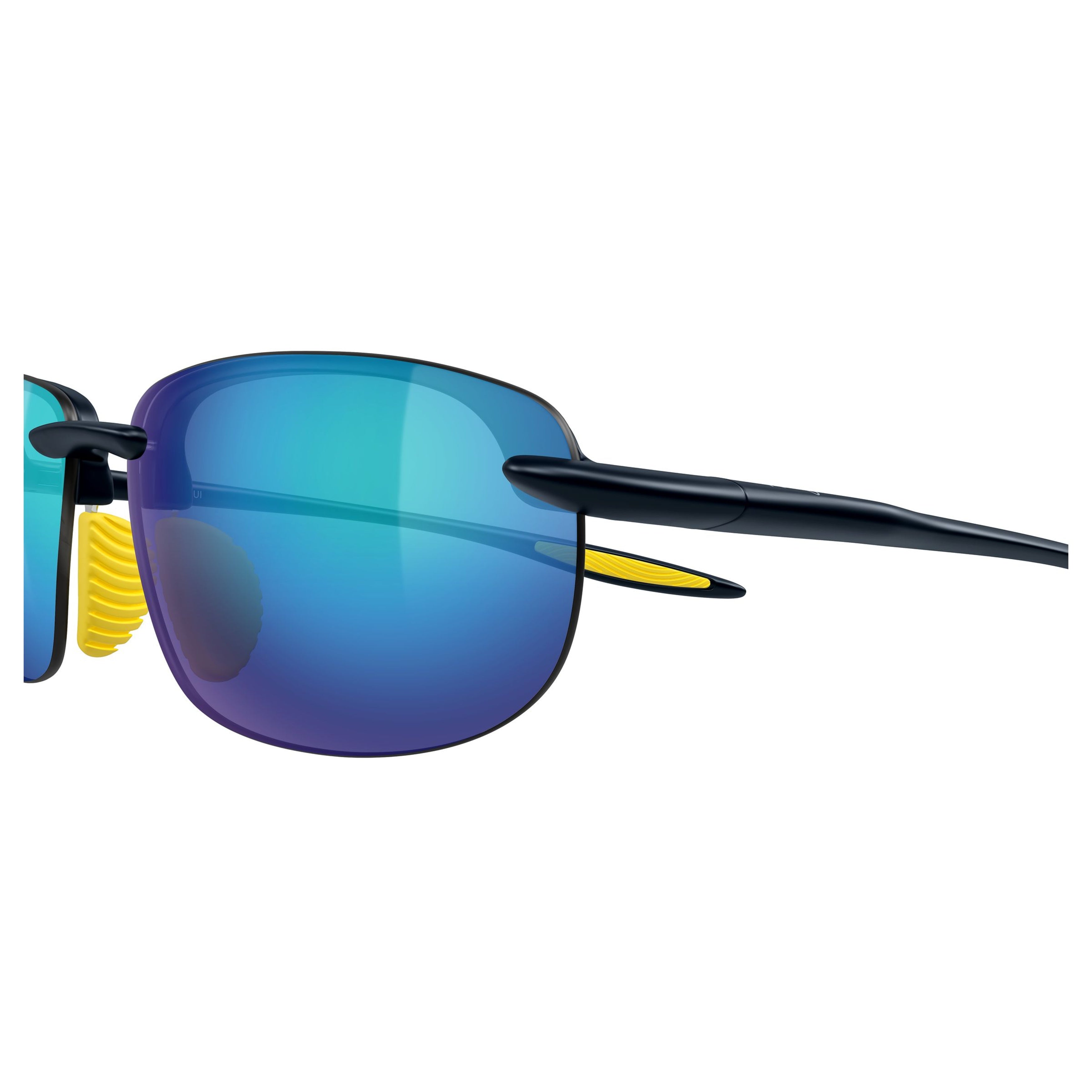 Hookipa Ultra Af Rimless Rectangular Sunglasses with Blue Mirrored Lenses
